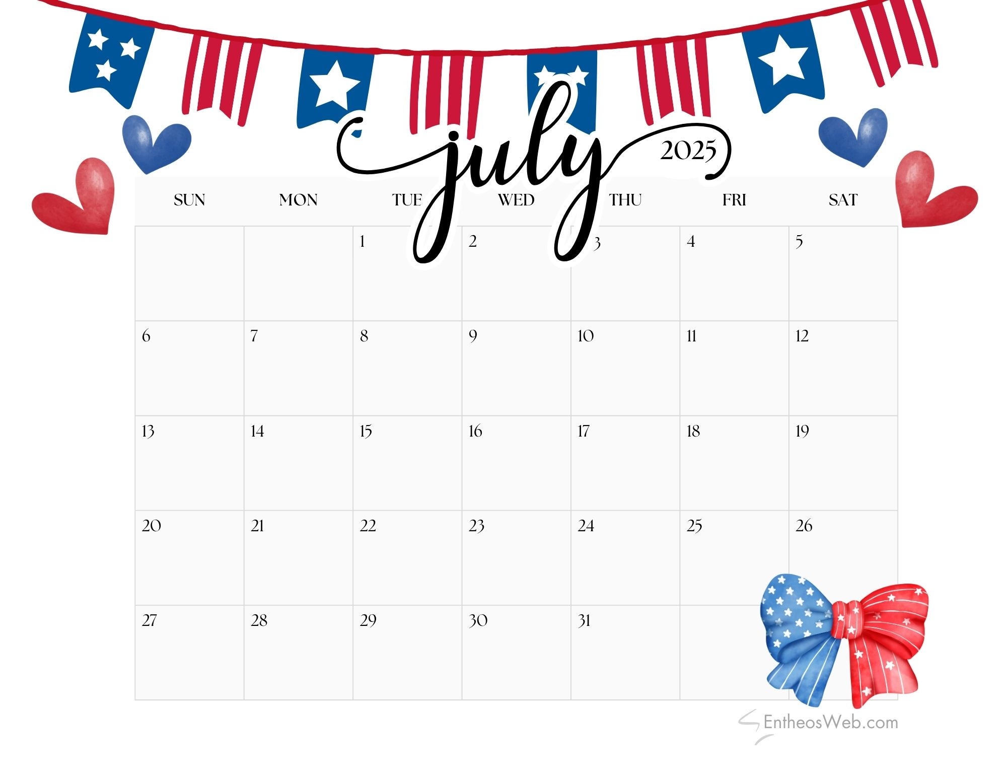 Printable Schedule July 2025