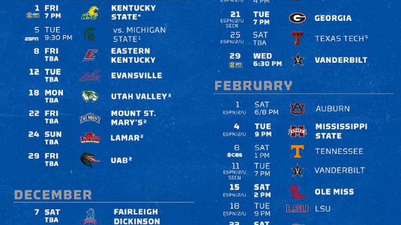 Uk Men's Basketball Printable Schedule