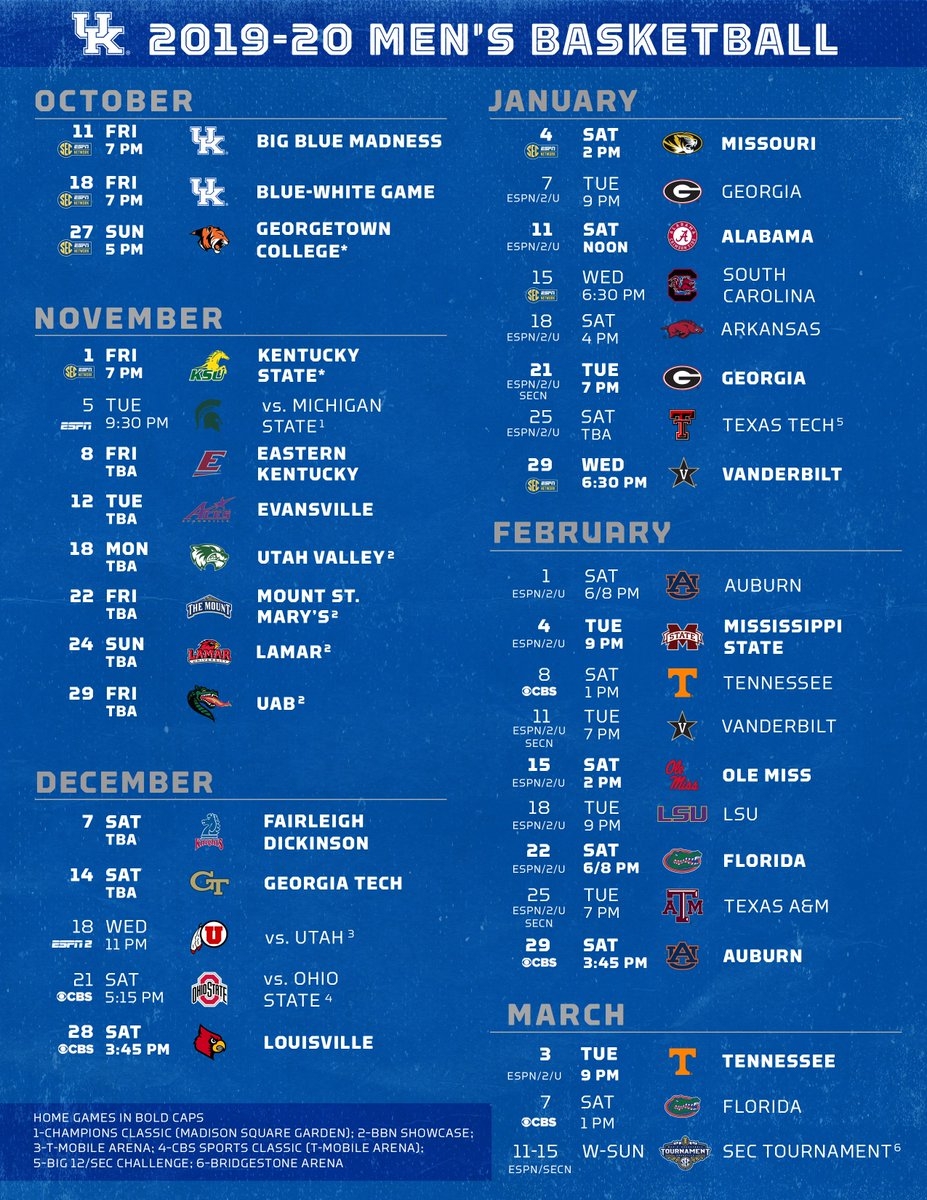 Kentucky Men s Basketball On X The KentuckyMBB Schedule Continues To Take Shape With TV Announcements BBN WeAreUK To Printable PDF Schedule https t co Qrn0eBRbWY Https t co Jl1GJqiqD8 X