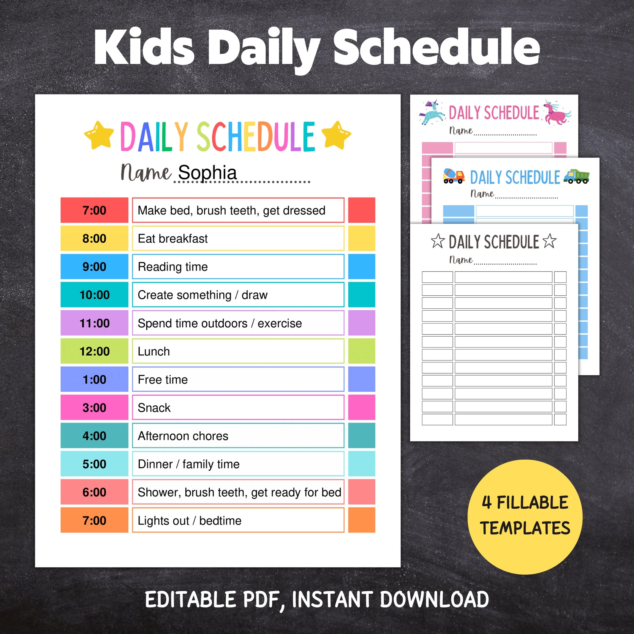 Kids Daily Schedule Printable Daily Routine For Kids Chore Chart For Kids Daily Planner Routine Chart Homeschool Planner Editable PDF Etsy