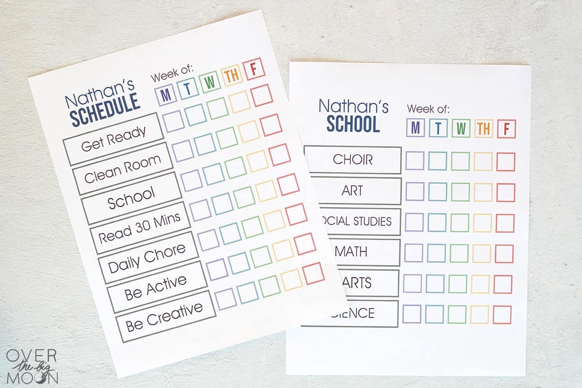 Kids Daily Schedule Printable Over The Big Moon