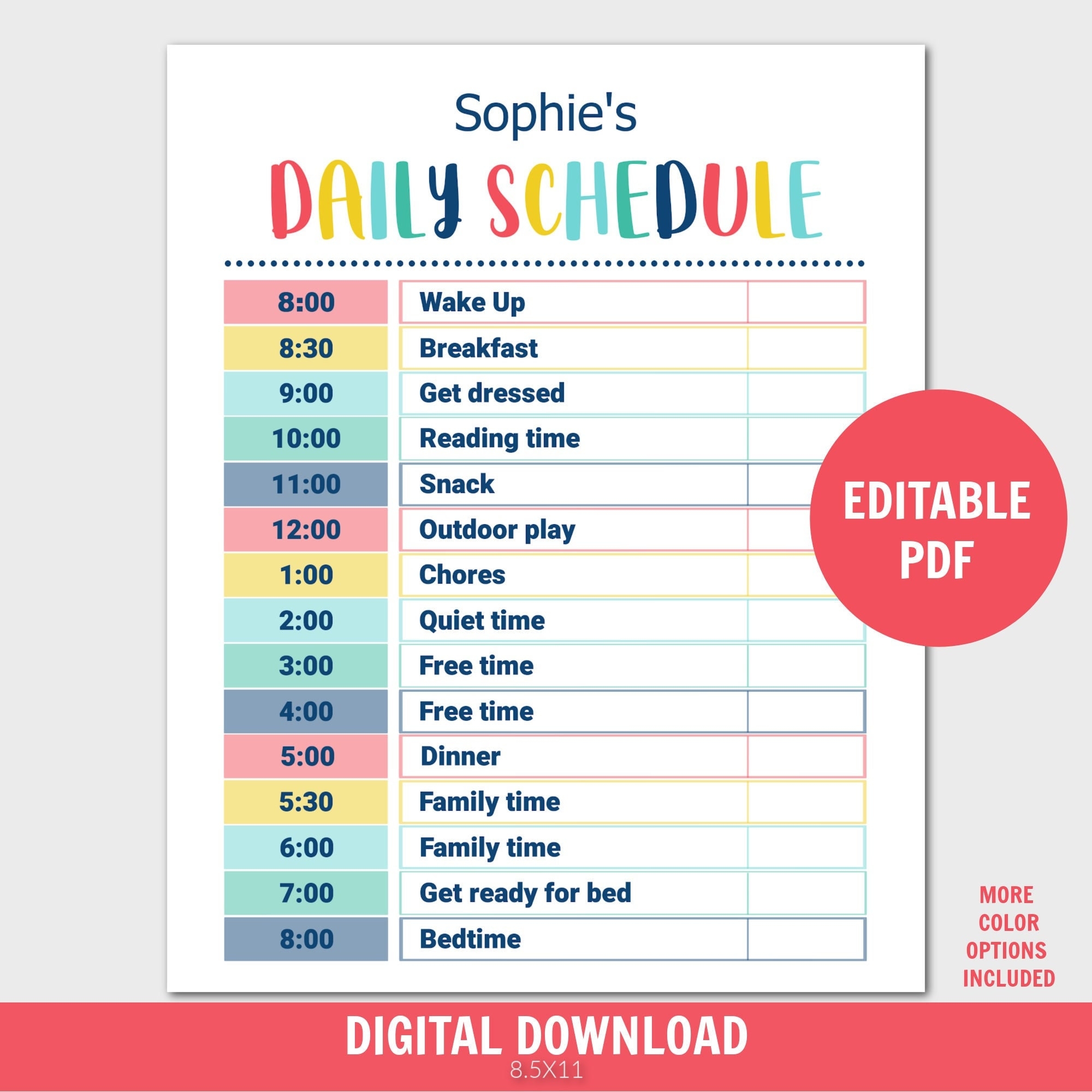 Printable Daily Schedule For Kids