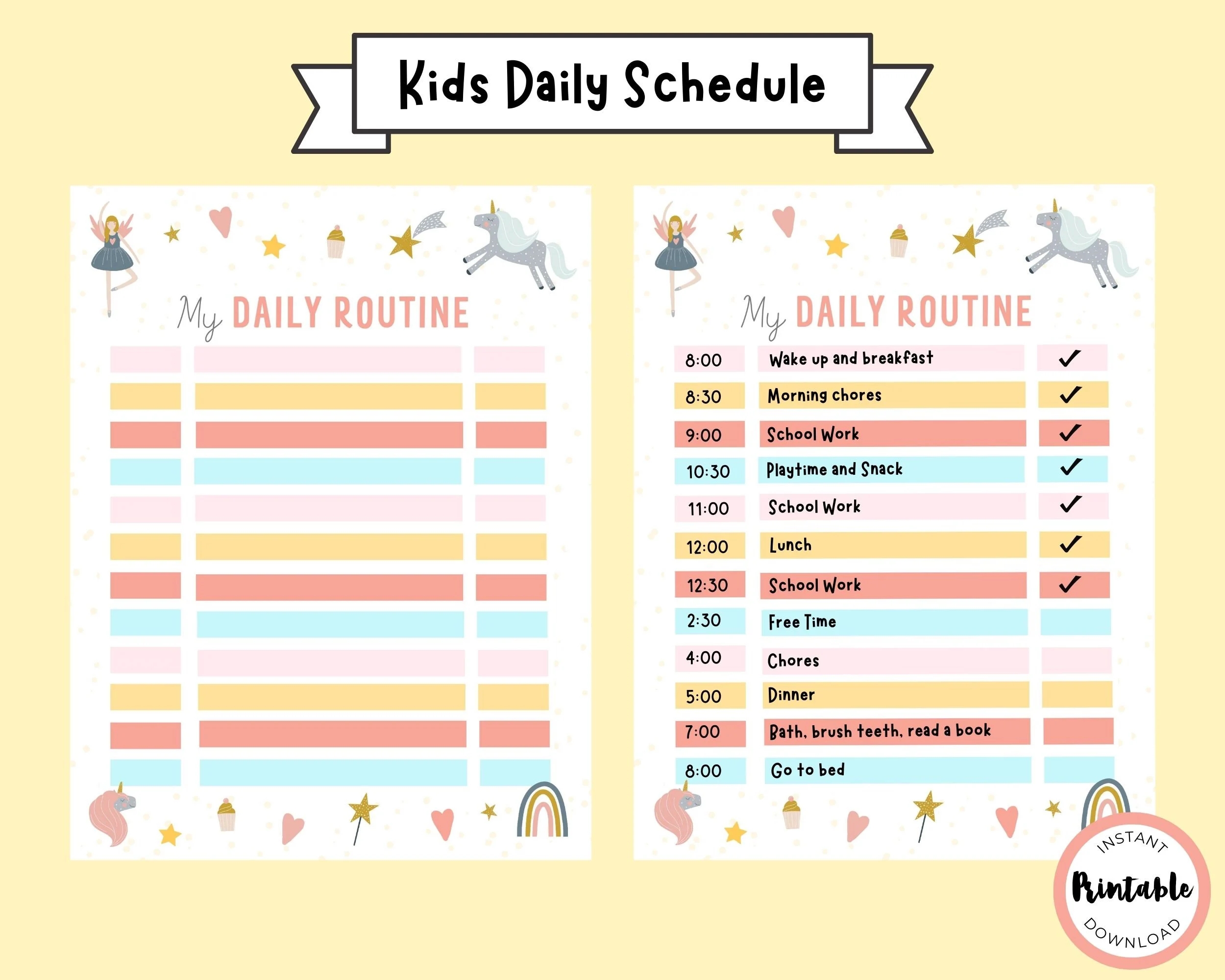 Kids Daily Schedule Template Printable Daily Planner For Kids Daily Schedule Routine Calendar Checklist Hourly Schedule Homeschool Etsy