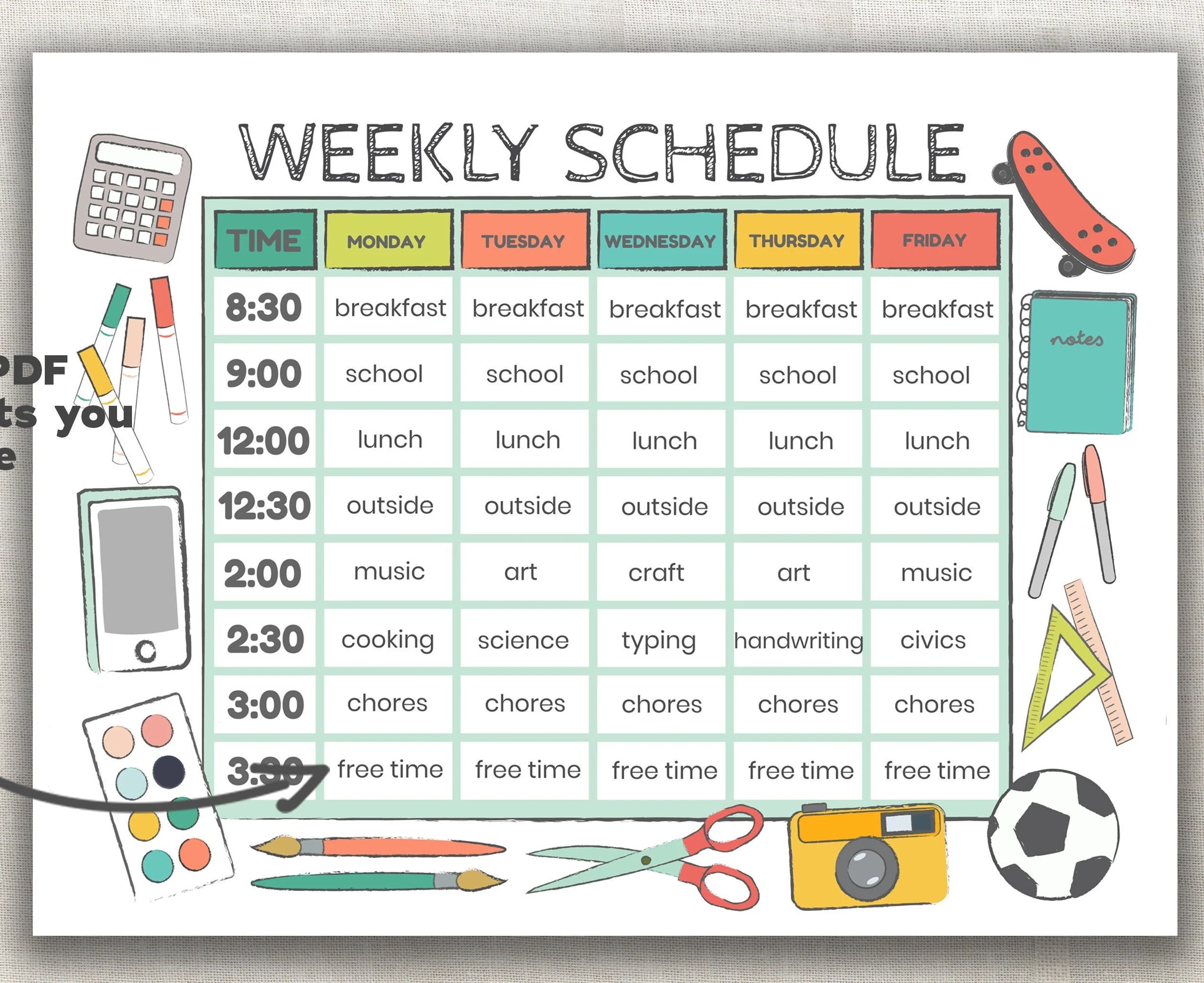 Kids Schedule Editable Printable Fillable PDF Template Hourly Kids Schedule Home School Schedule Kids Schedule Learning Schedule PDF Etsy