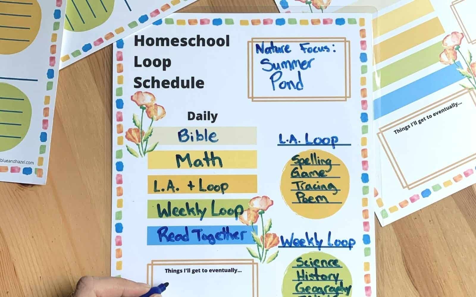 Loop Schedule Printable For Homeschoolers Blue And Hazel