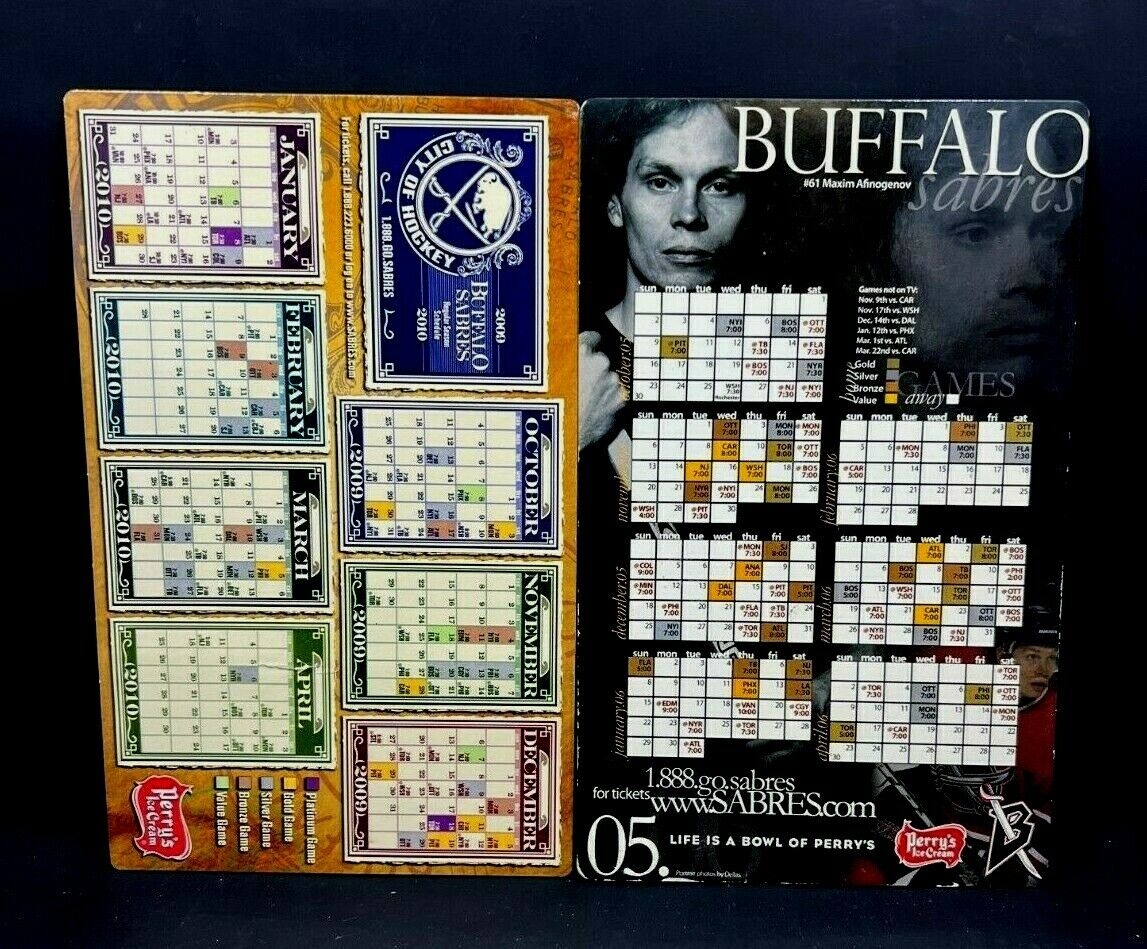 Lot Of 2 BUFFALO SABRES Schedule Magnets From Seasons 2009 2010 2005 2006 EBay