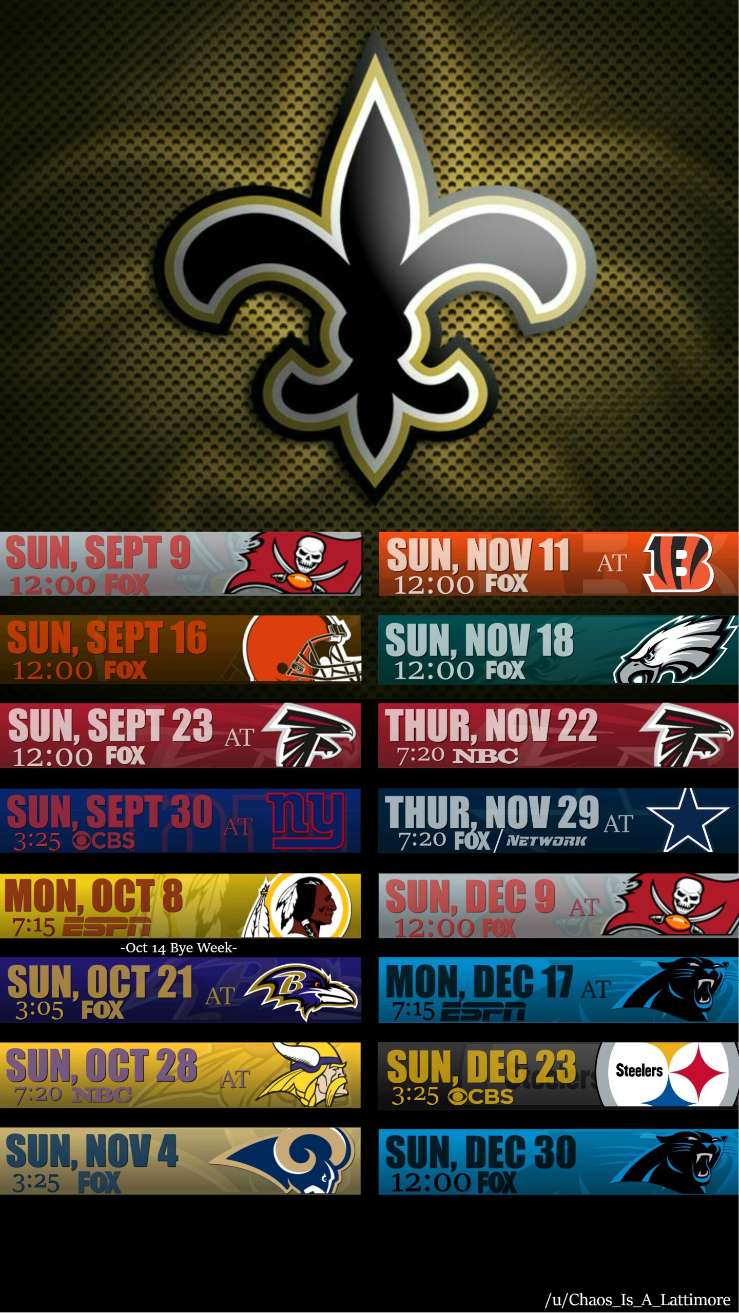 New Orleans Saints Schedule Printable