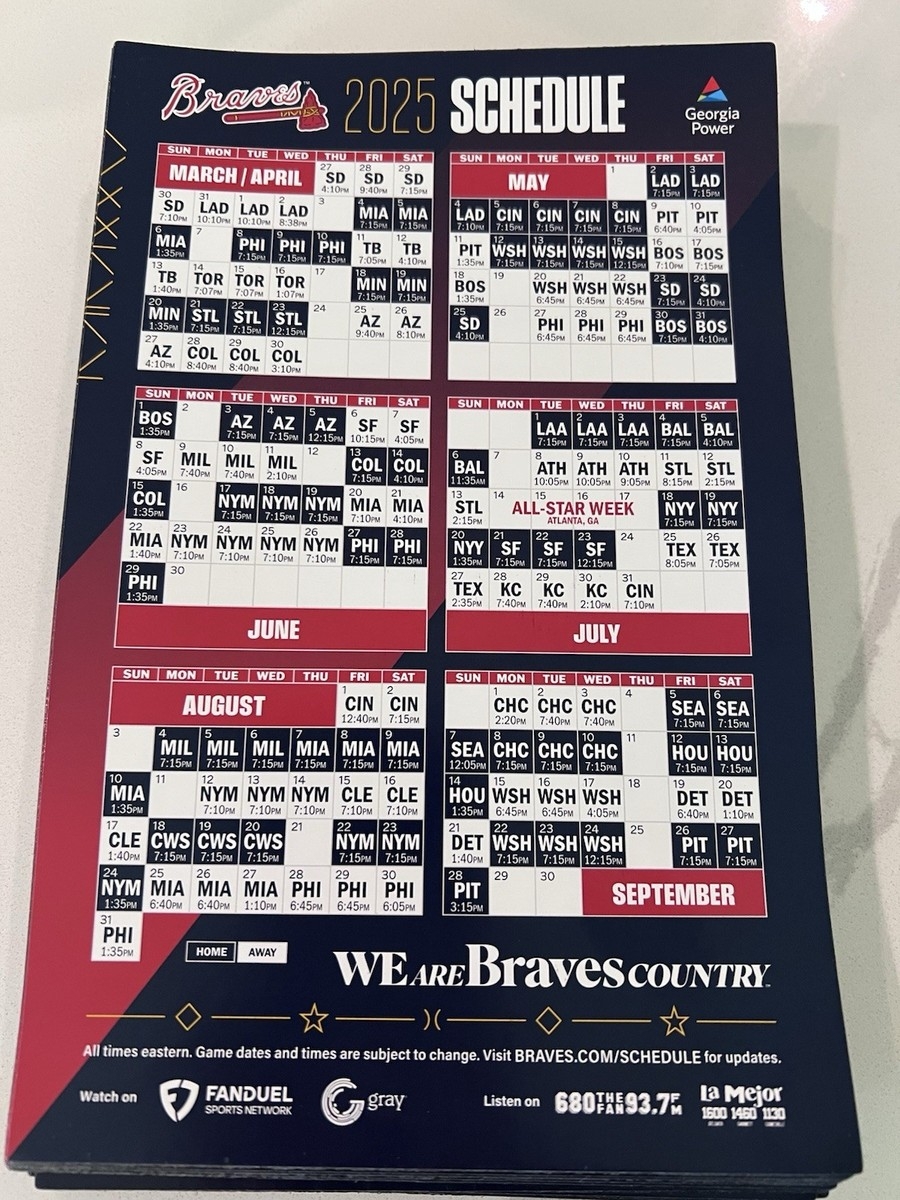 Printable Braves Schedule 2025
