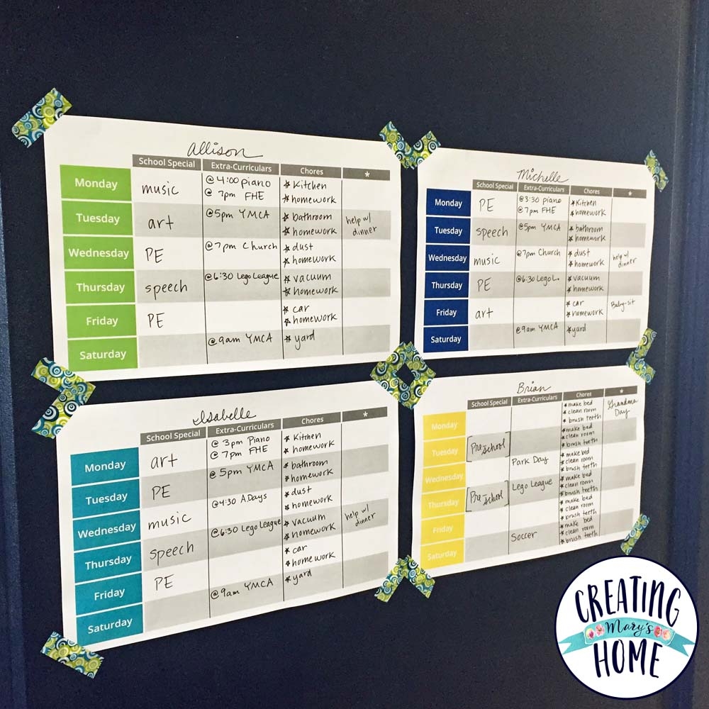 Printable Schedules For Teens