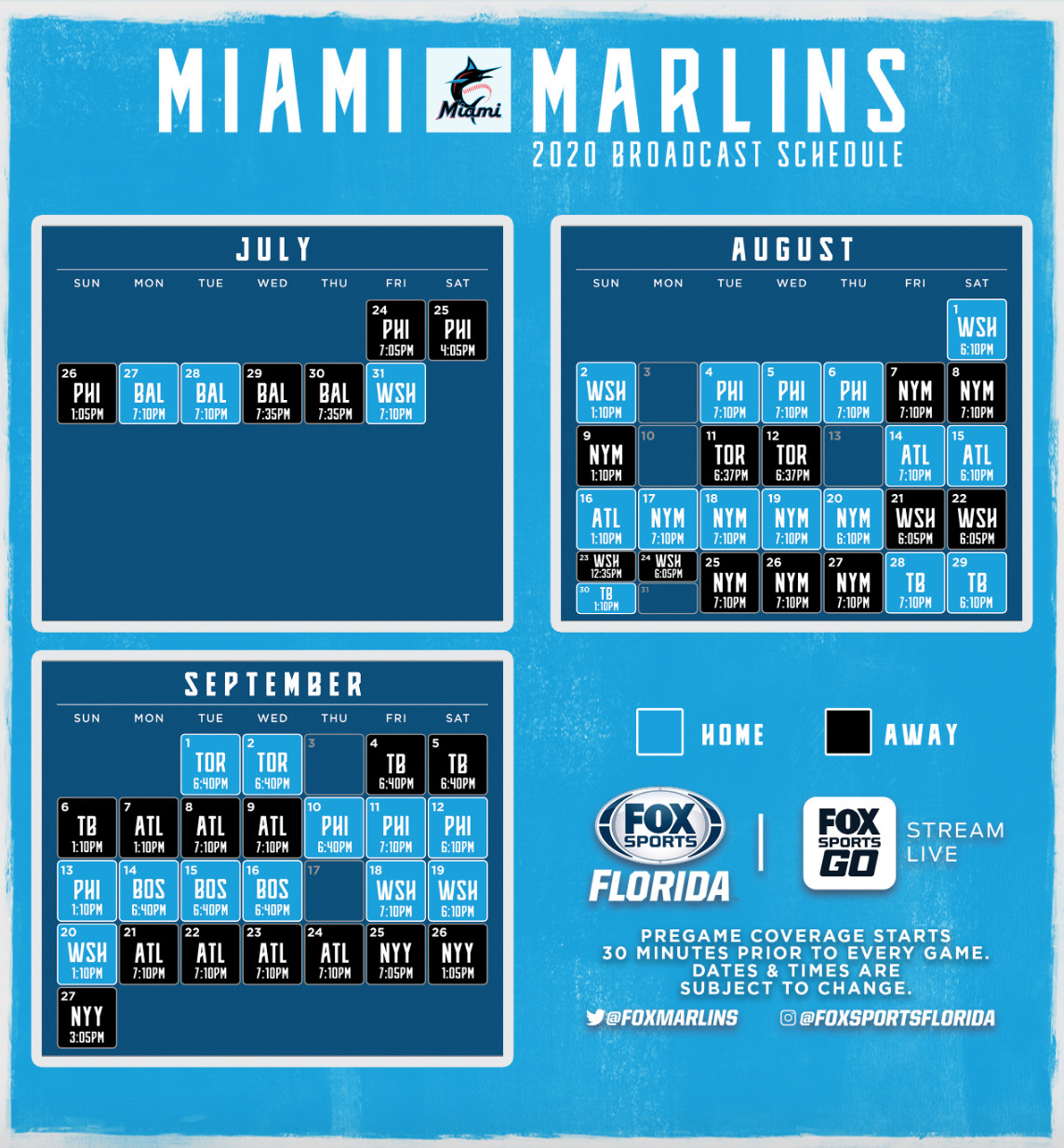 Marlins News Full 2020 Season TV Schedule Positional Power Rankings Fish Stripes