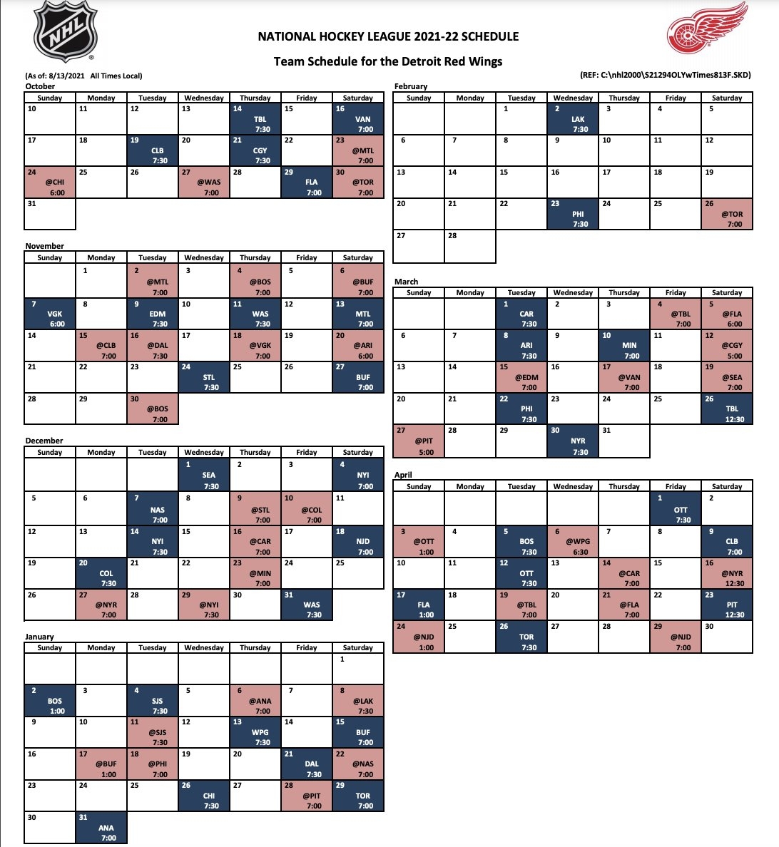 Max Bultman On X Red Wings 2021 22 Schedule With Start Times Https t co gWa82rzMcp X