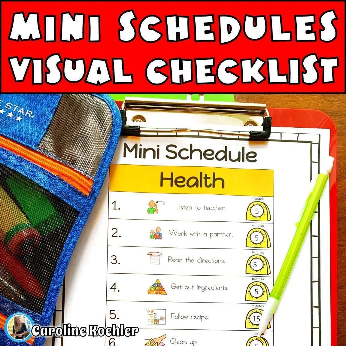 Mini Schedule Editable Autism Daily Visual Schedules And Checklists Caroline Koehler At Celavora Education