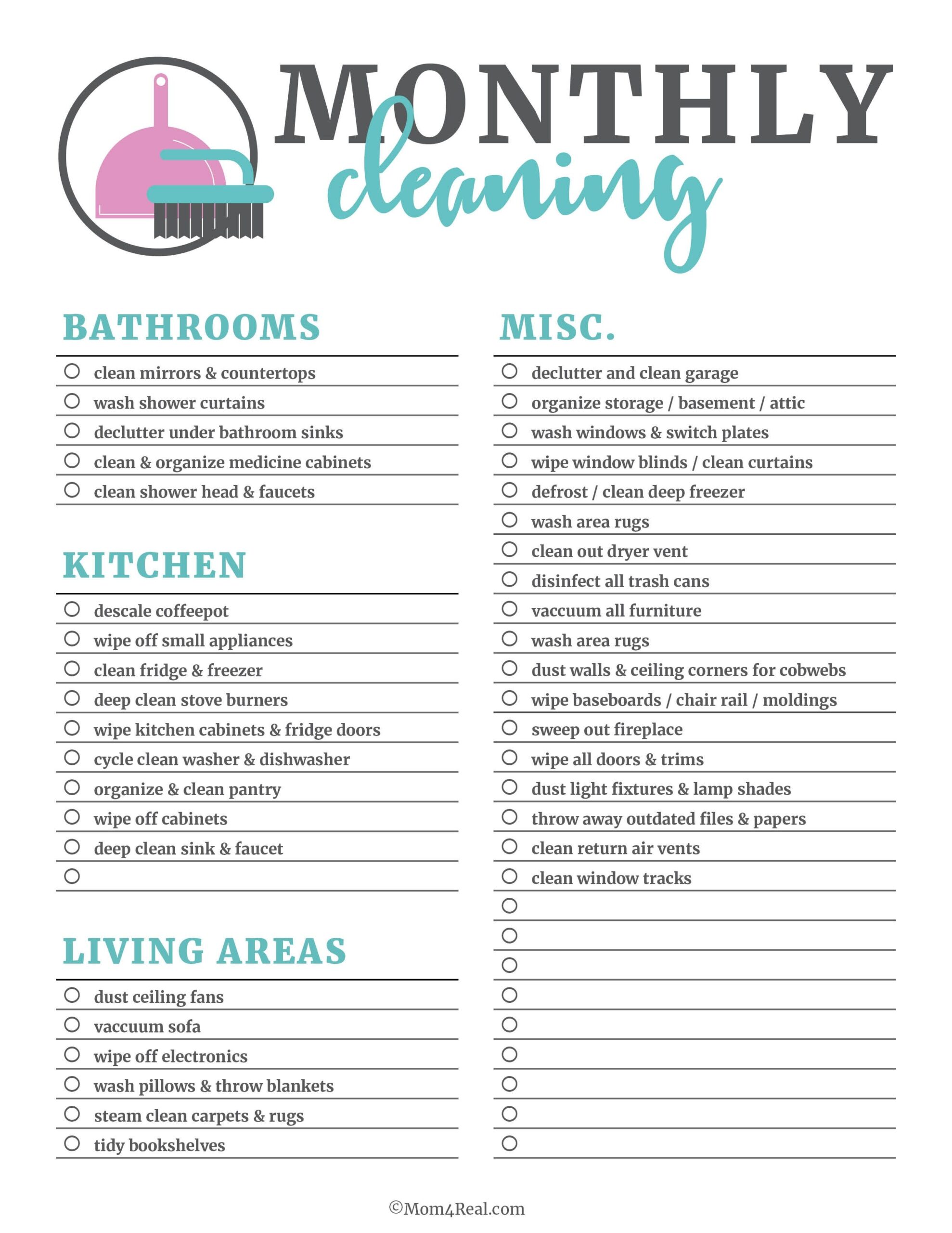 Monthly Planner ADHD Cleaning And Organizing Planner Spring Cleaning Checklist Notebook Daily Weekly Monthly Cleaning Schedule Checklist Home Editable Adhd Cleaning Plan Adhd Planner For Women