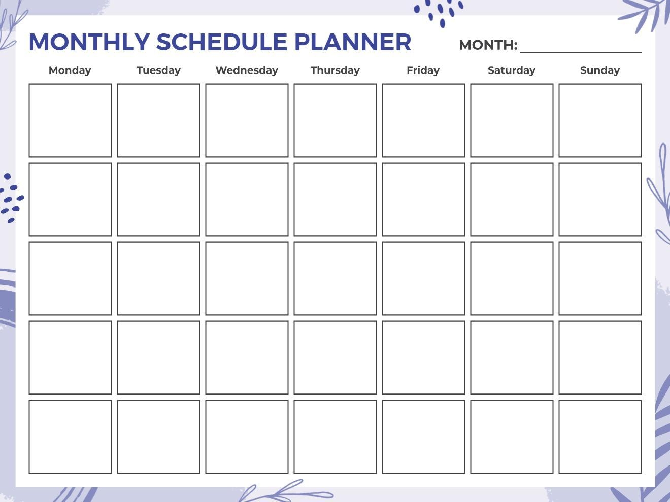 Monthly Planner Templates Printable PDF Download