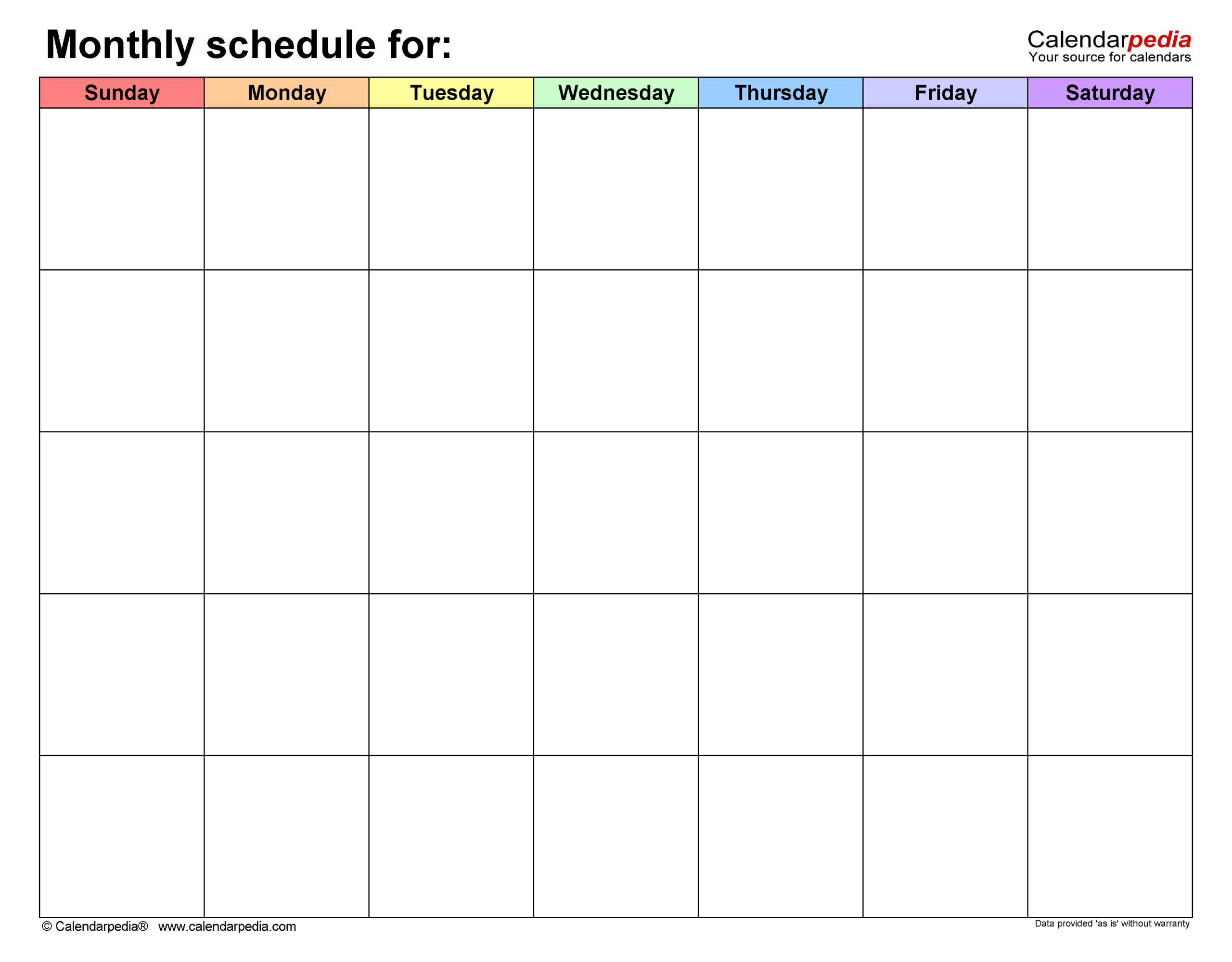 Monthly Schedule Templates For Microsoft Excel
