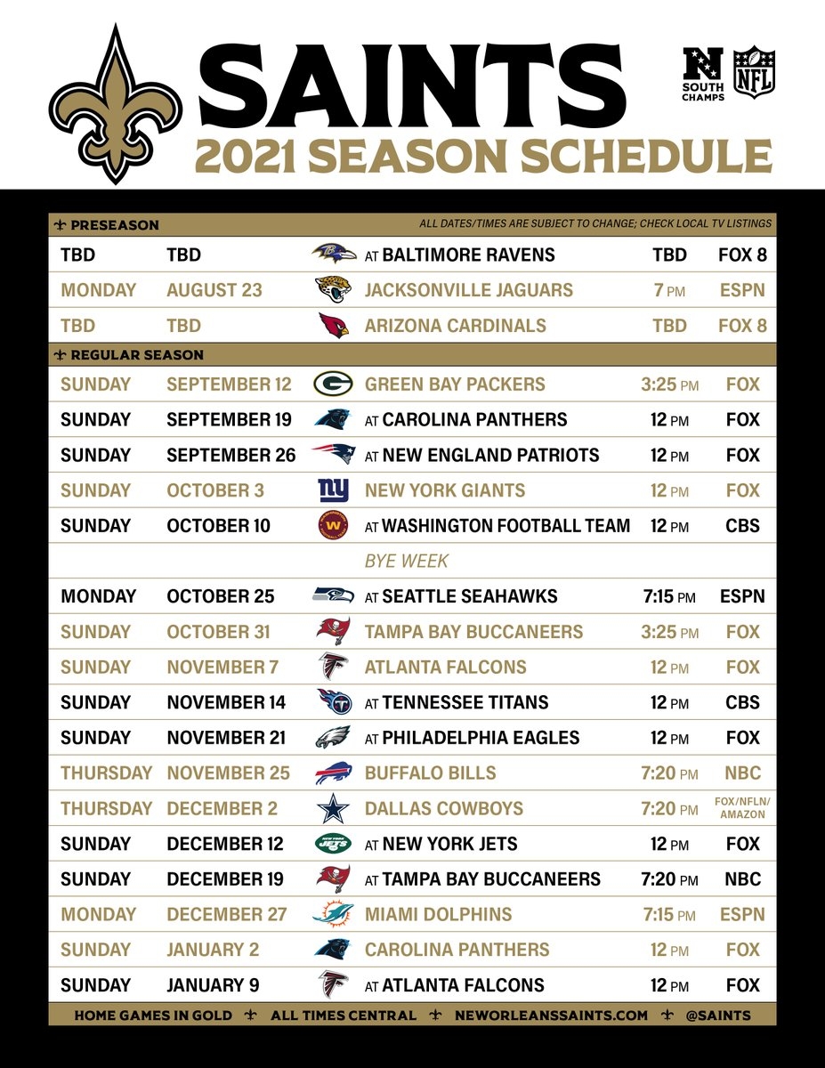 New Orleans Saints On X Saints Schedule PDF Https t co 9ngo5bR0bT Https t co Pv5XSqauXI X