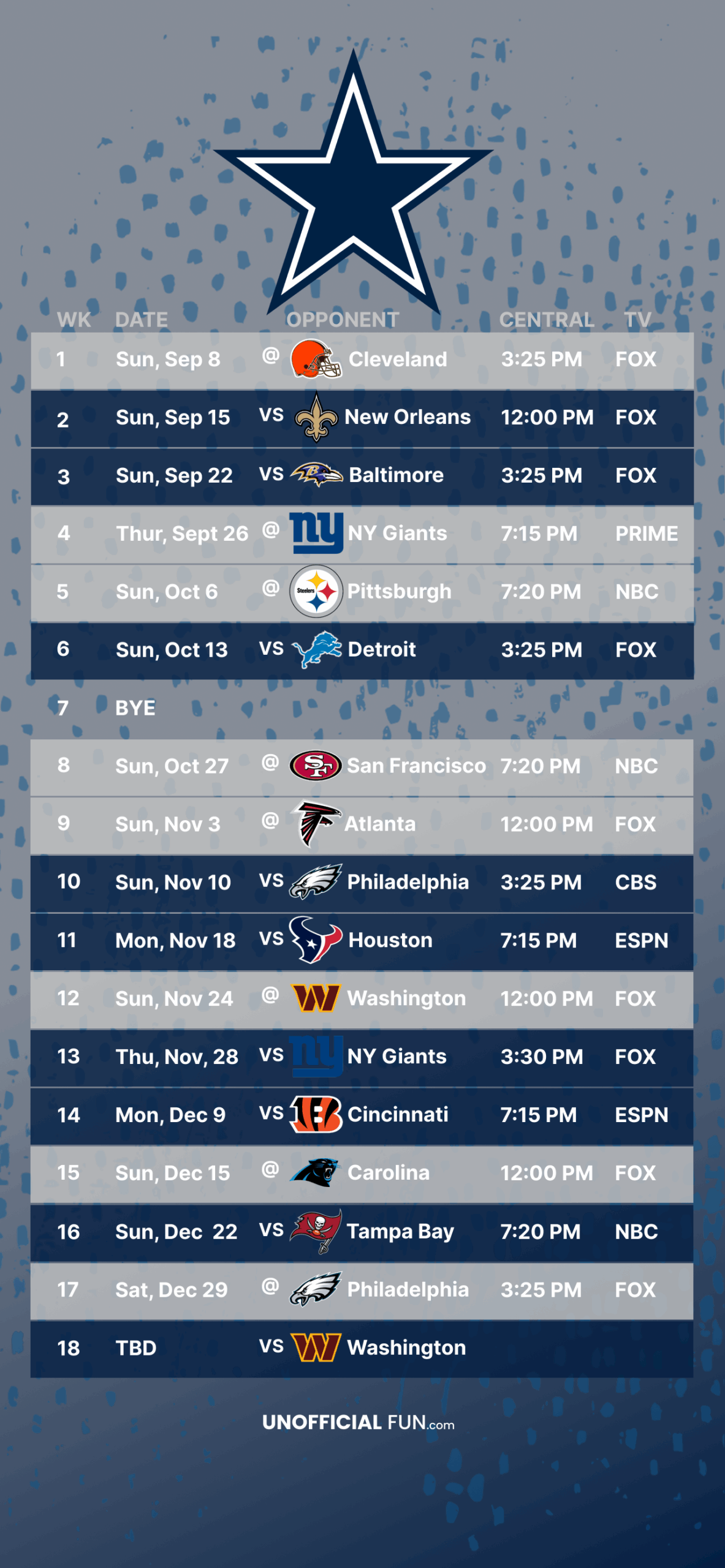 Printable Team Schedules Nfl