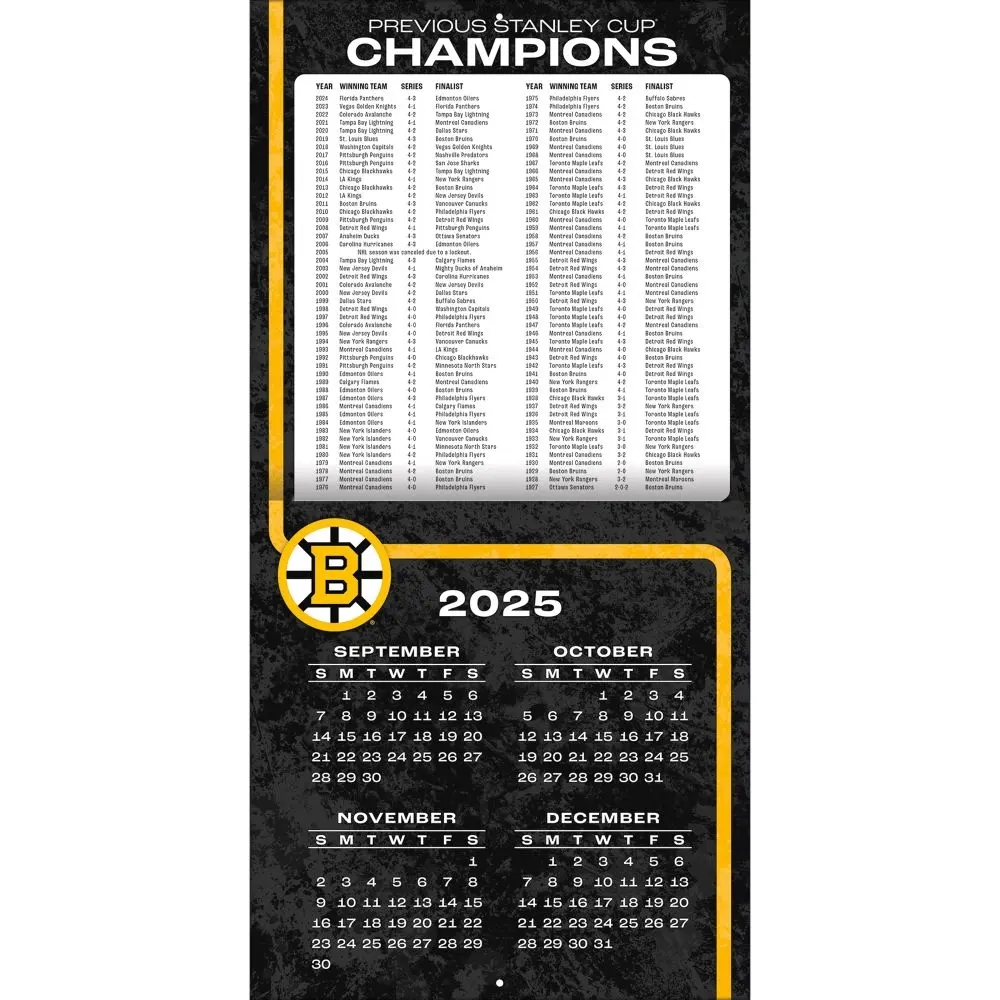 NHL Boston Bruins 2026 Wall Calendar Calendars