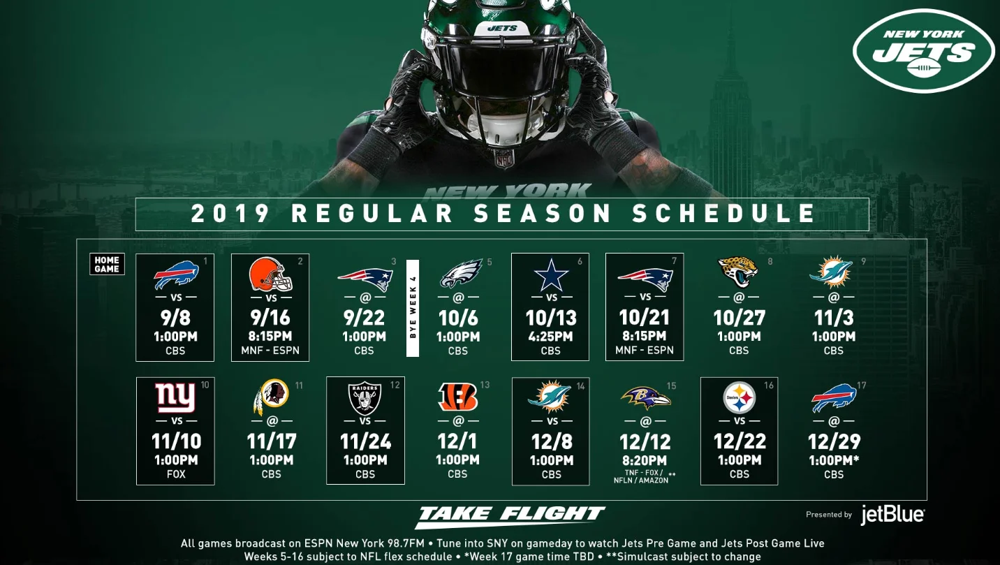 NY Jets Schedule Announced