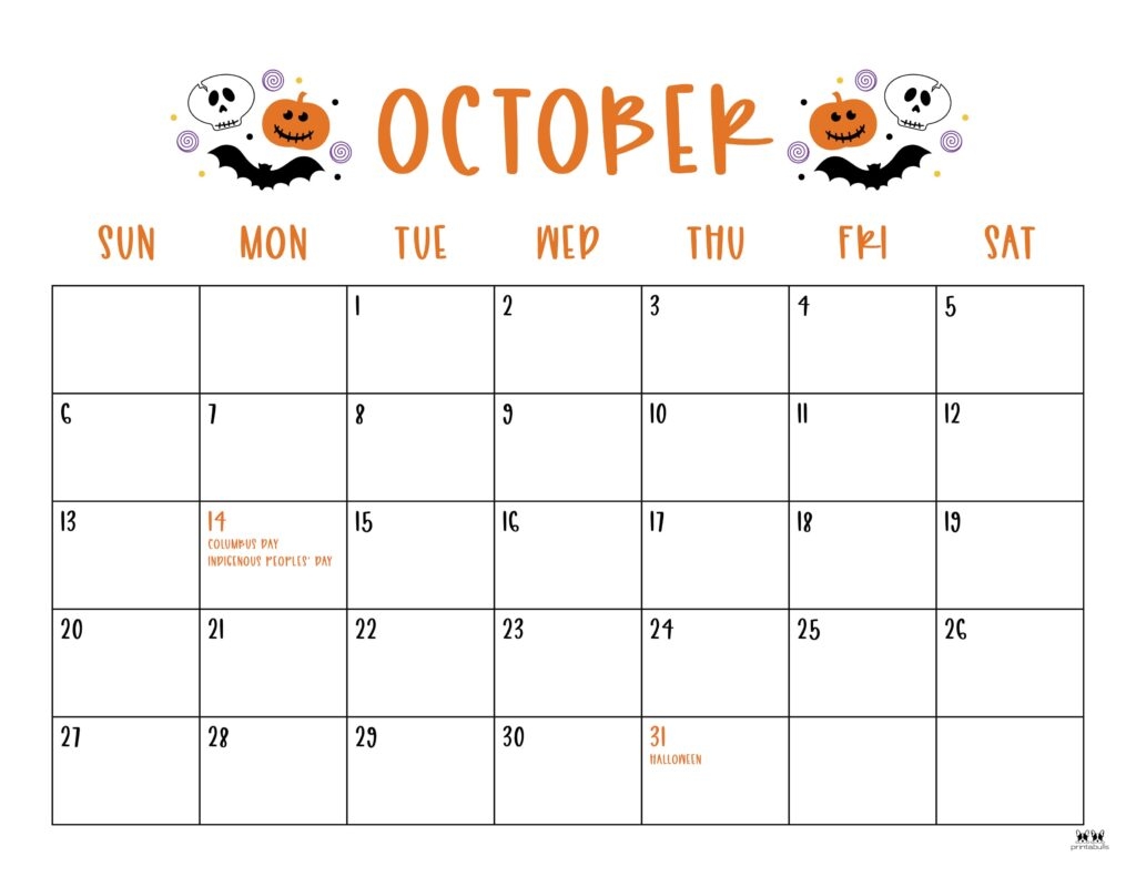 October 2024 Calendars 50 FREE Printables Printabulls