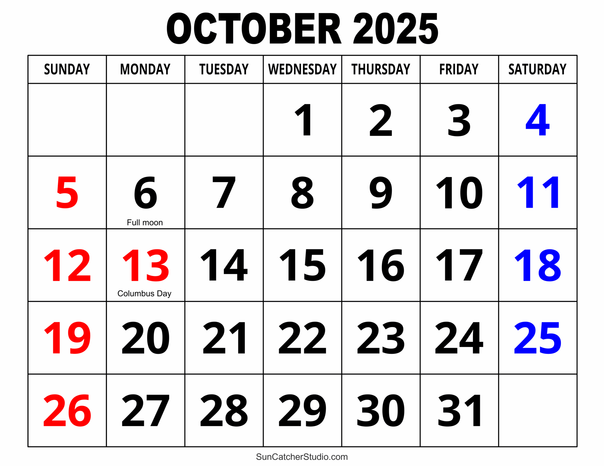 October 2025 Calendar Free Printable Free Printables Monograms Design Tools Patterns DIY Projects