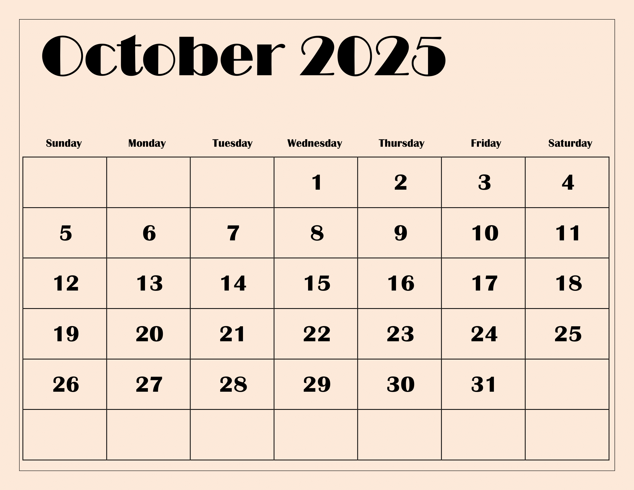 October Schedule 2025 Printable