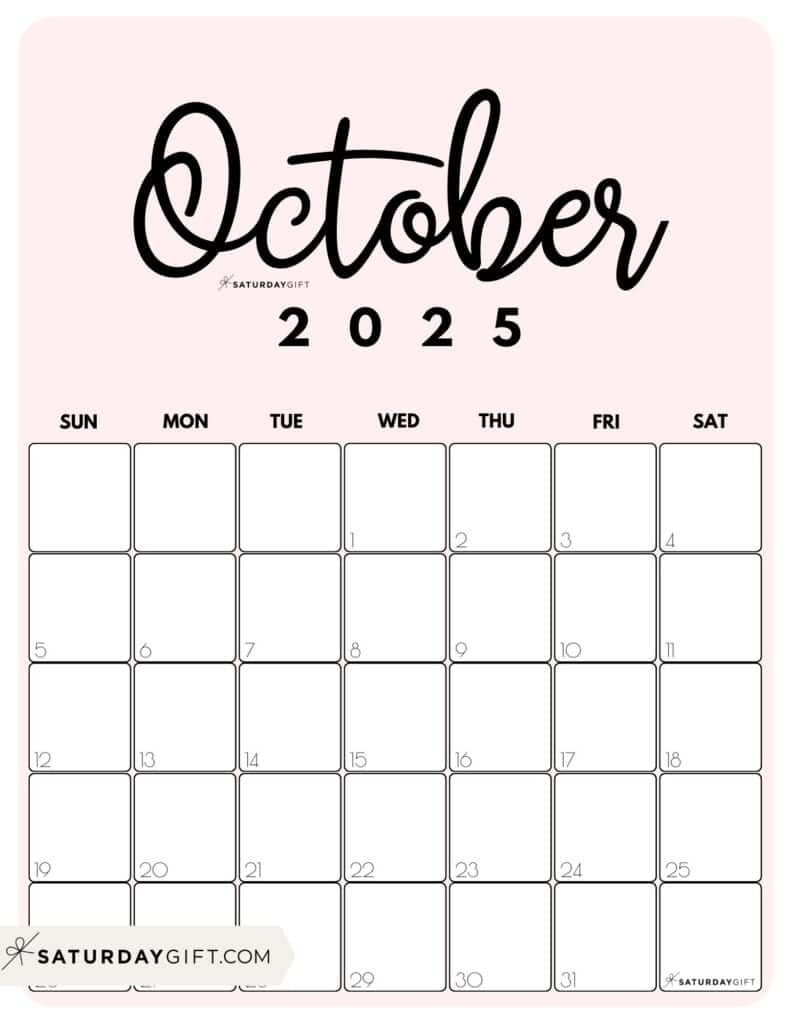 October 2025 Calendars 23 Cute Free Printable PDFs SaturdayGift
