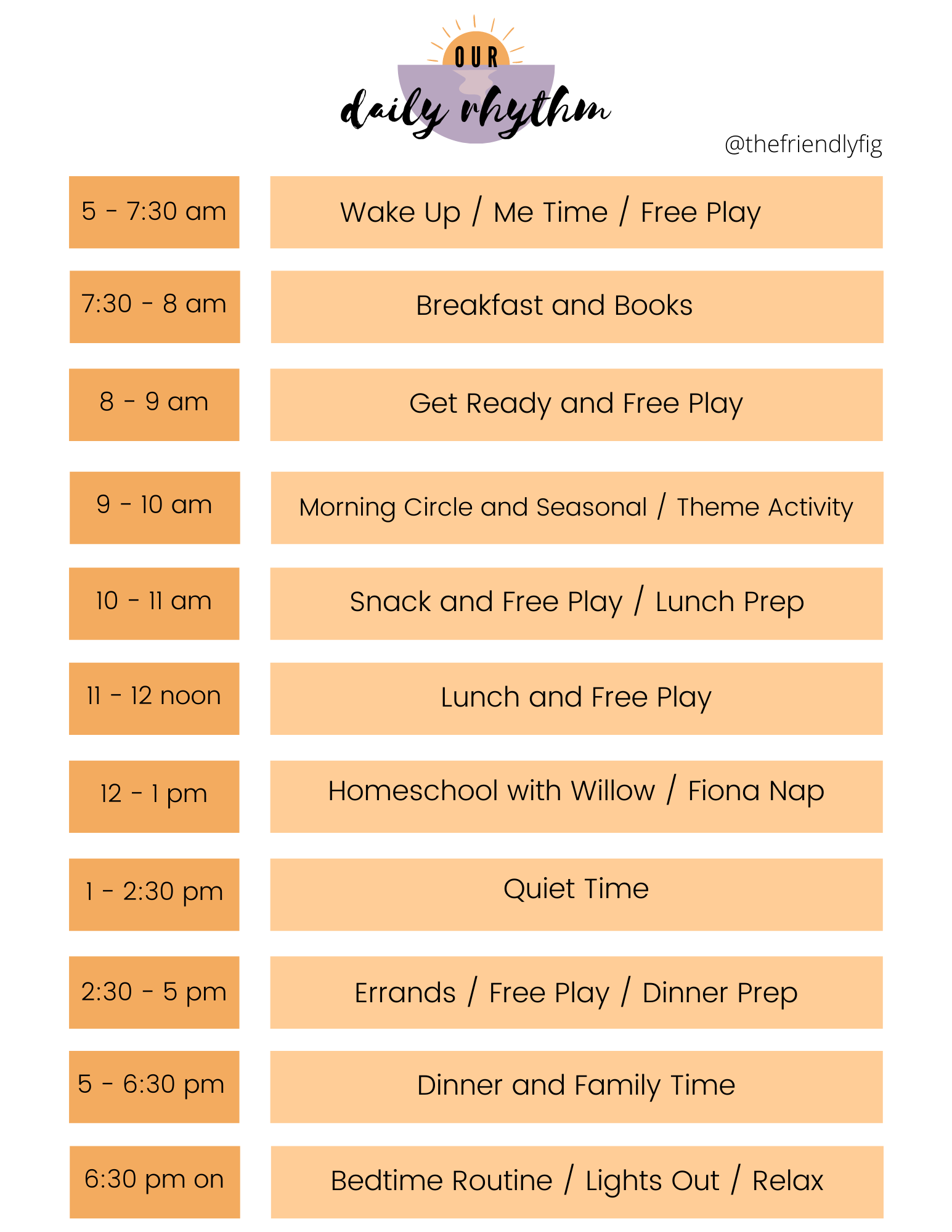 Daily Homeschool Schedule Printable