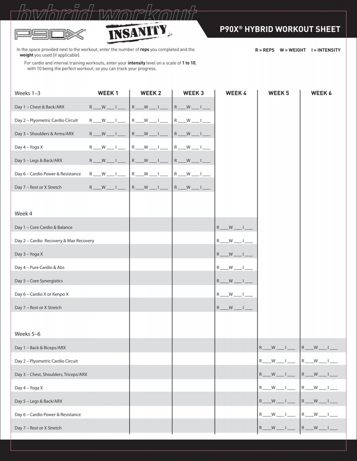 P90x Dumbbell Workout P90x Workout Sheets Great Shoulders And Arms