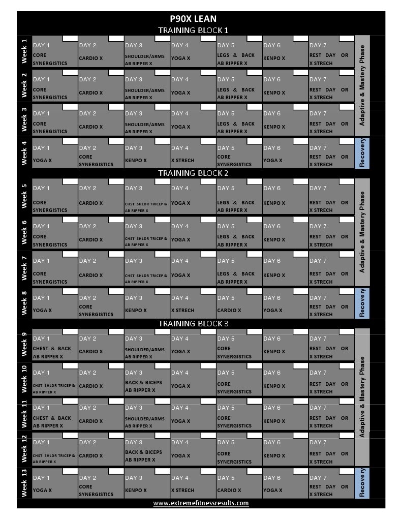 P90x Schedule Sheet P90X Workout Schedule Worksheets Library