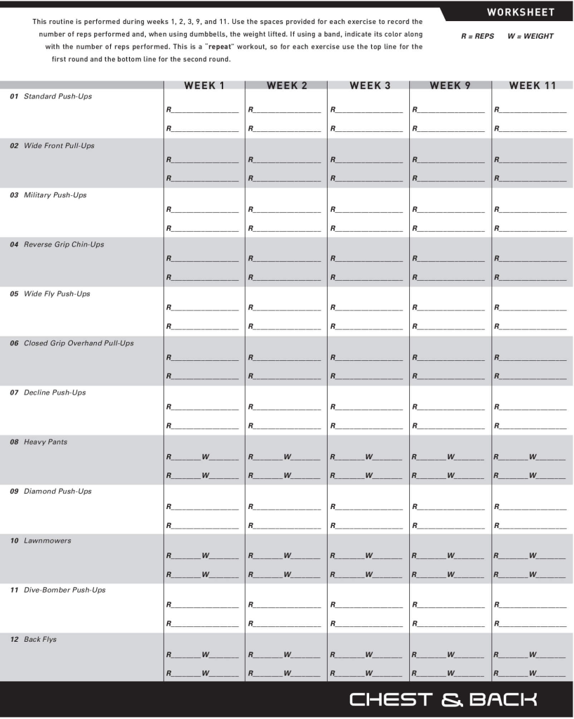 P90X Workout Sheets Free PDF Available For Download Print 