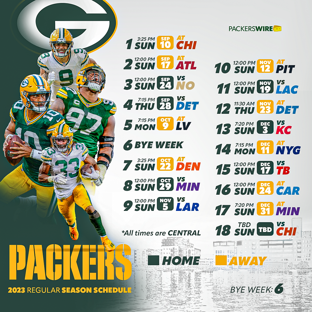 Packers Schedule Announced 1440 AM 101 9 FM WNFL Sports Worksheets Library