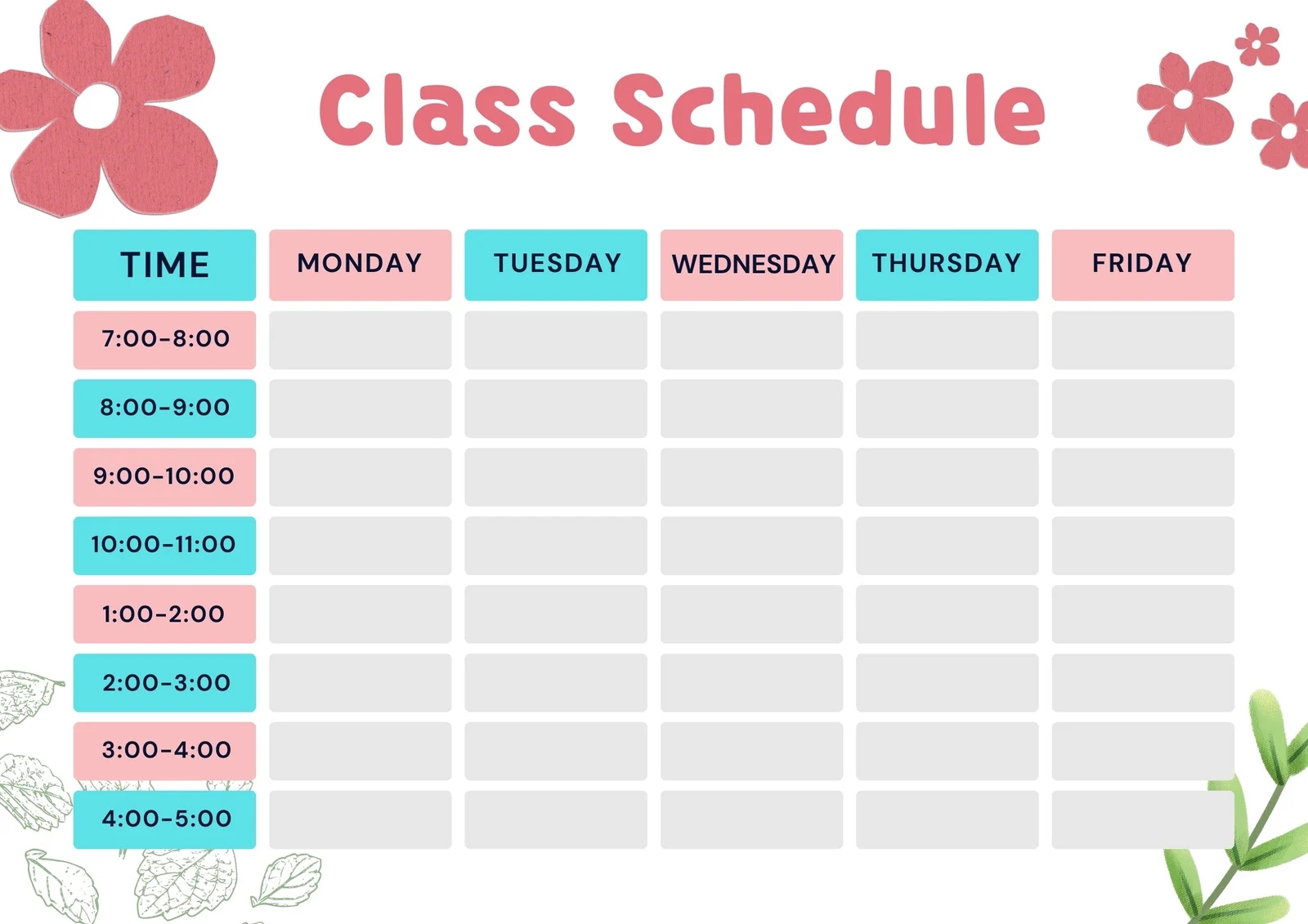 Page 13 Free Printable Class Schedule Templates To Customize Canva