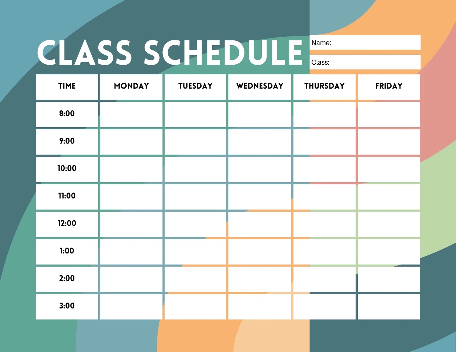 Page 3 Free Printable Class Schedule Templates To Customize Canva