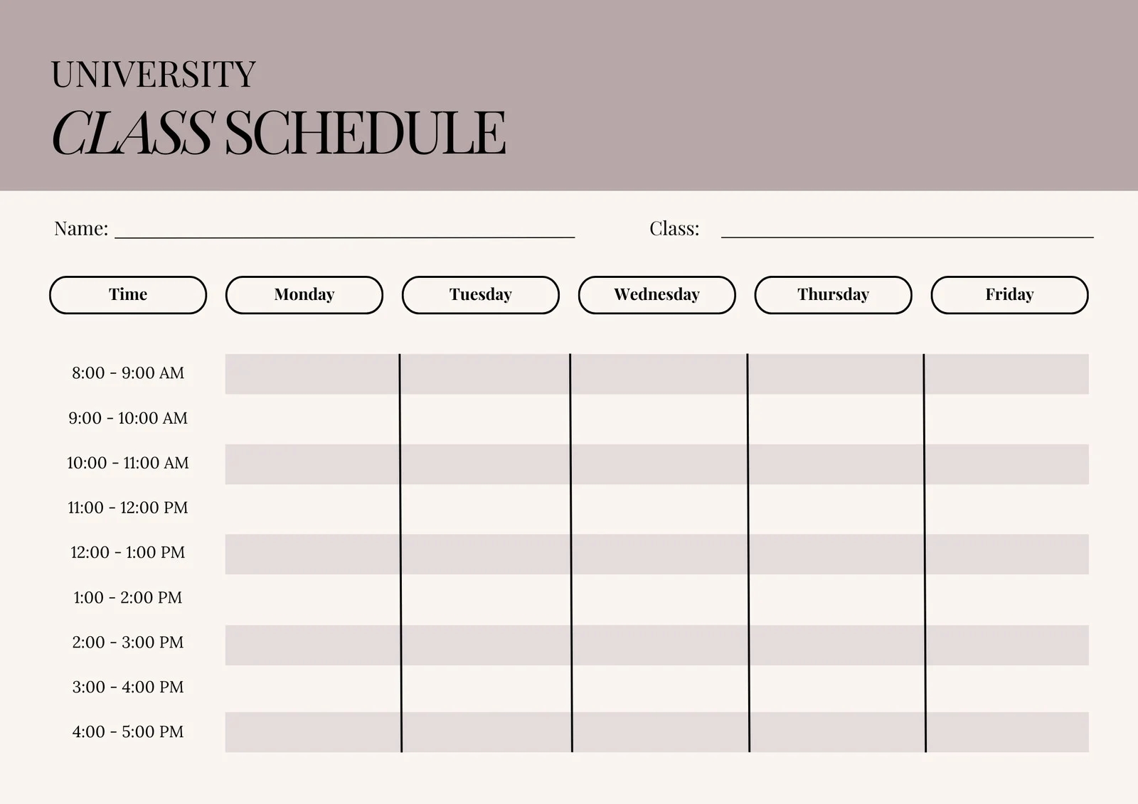 Page 3 Free Printable Class Schedule Templates To Customize Canva