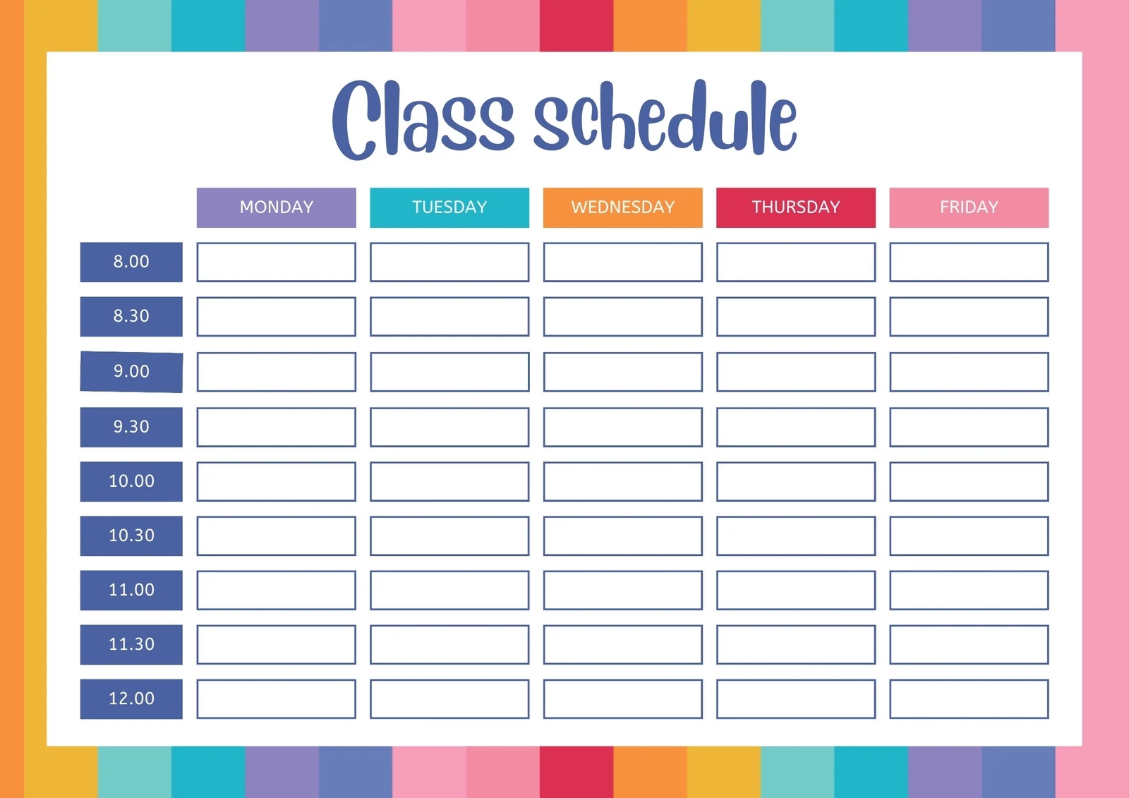 Page 9 Free And Customizable Schedule Templates Canva