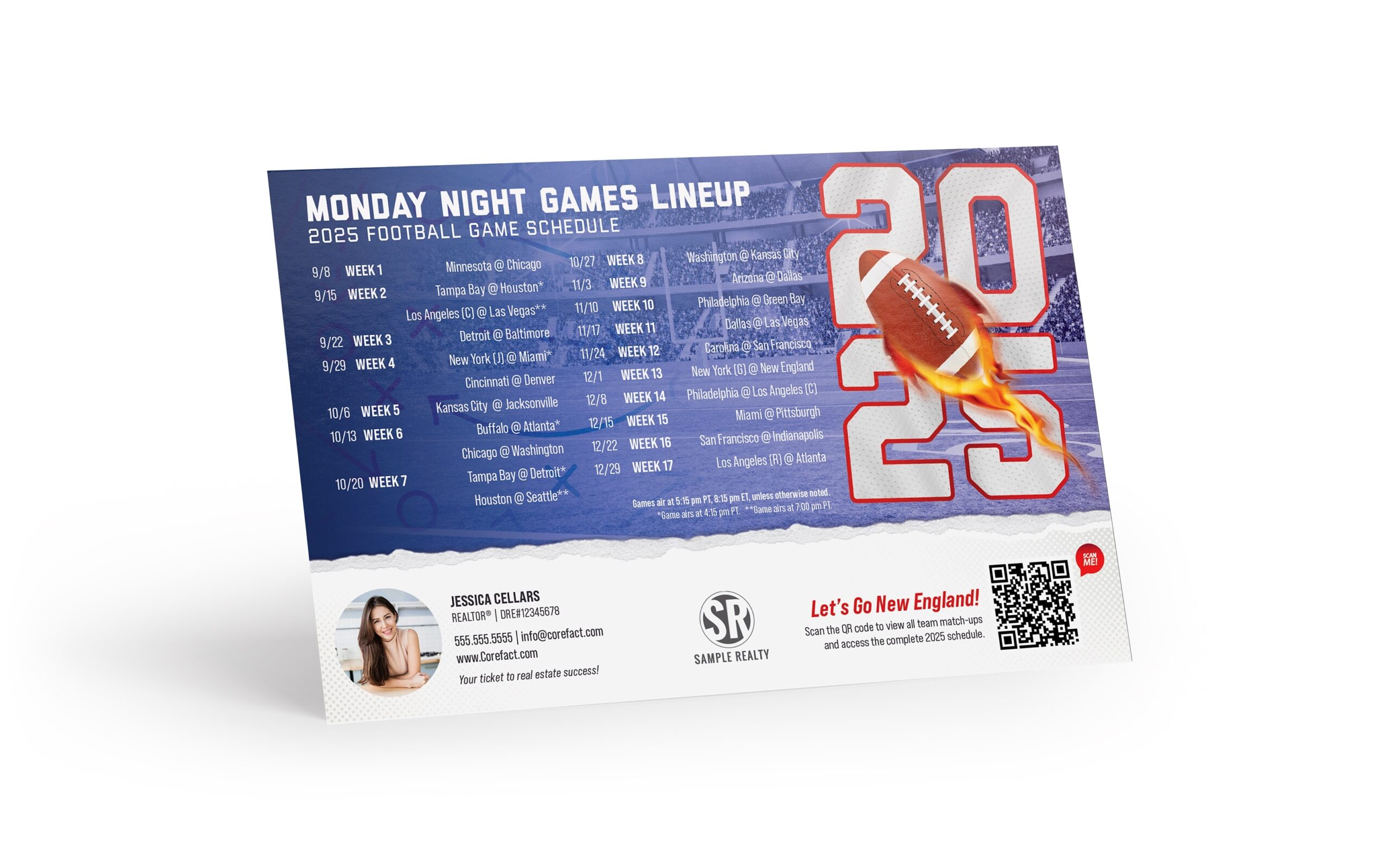 Personalized 2025 Football Schedule Postcards For Real Estate Agents Corefact