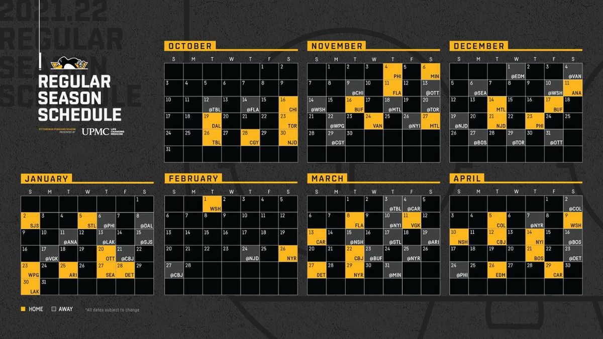 Pittsburgh Penguins 2021 22 Schedule Released PensBurgh