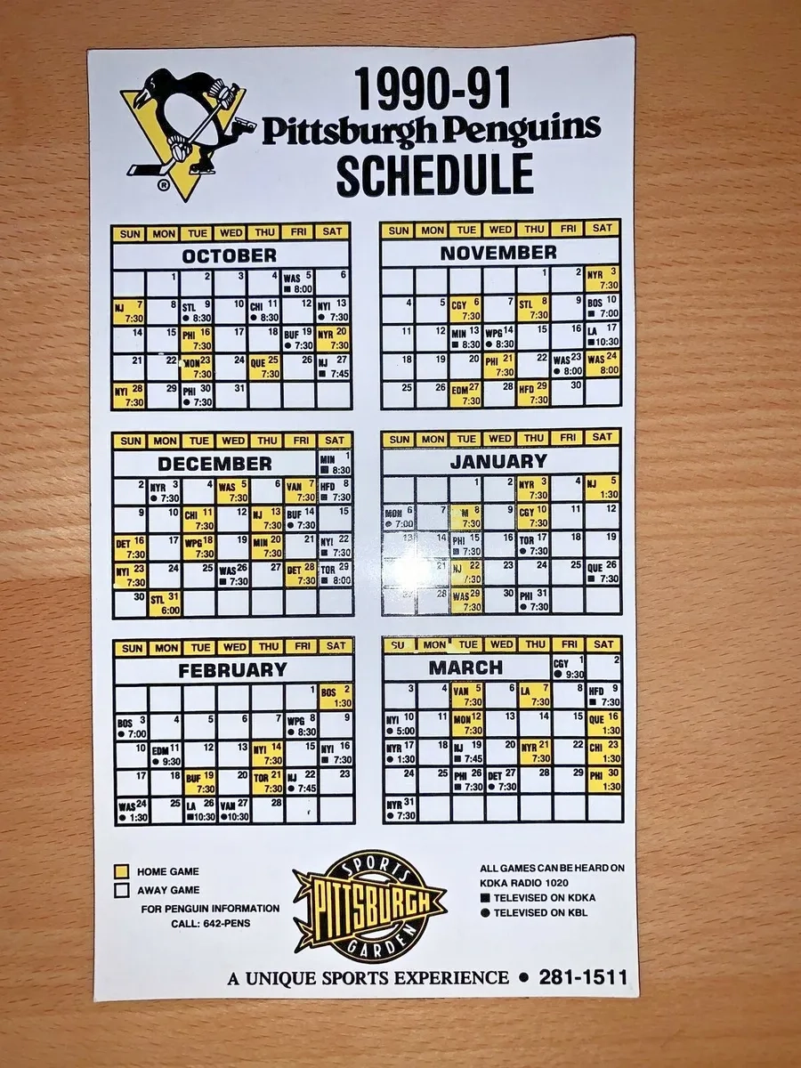 Pittsburgh Penguins 2024 Box Calendar Worksheets Library