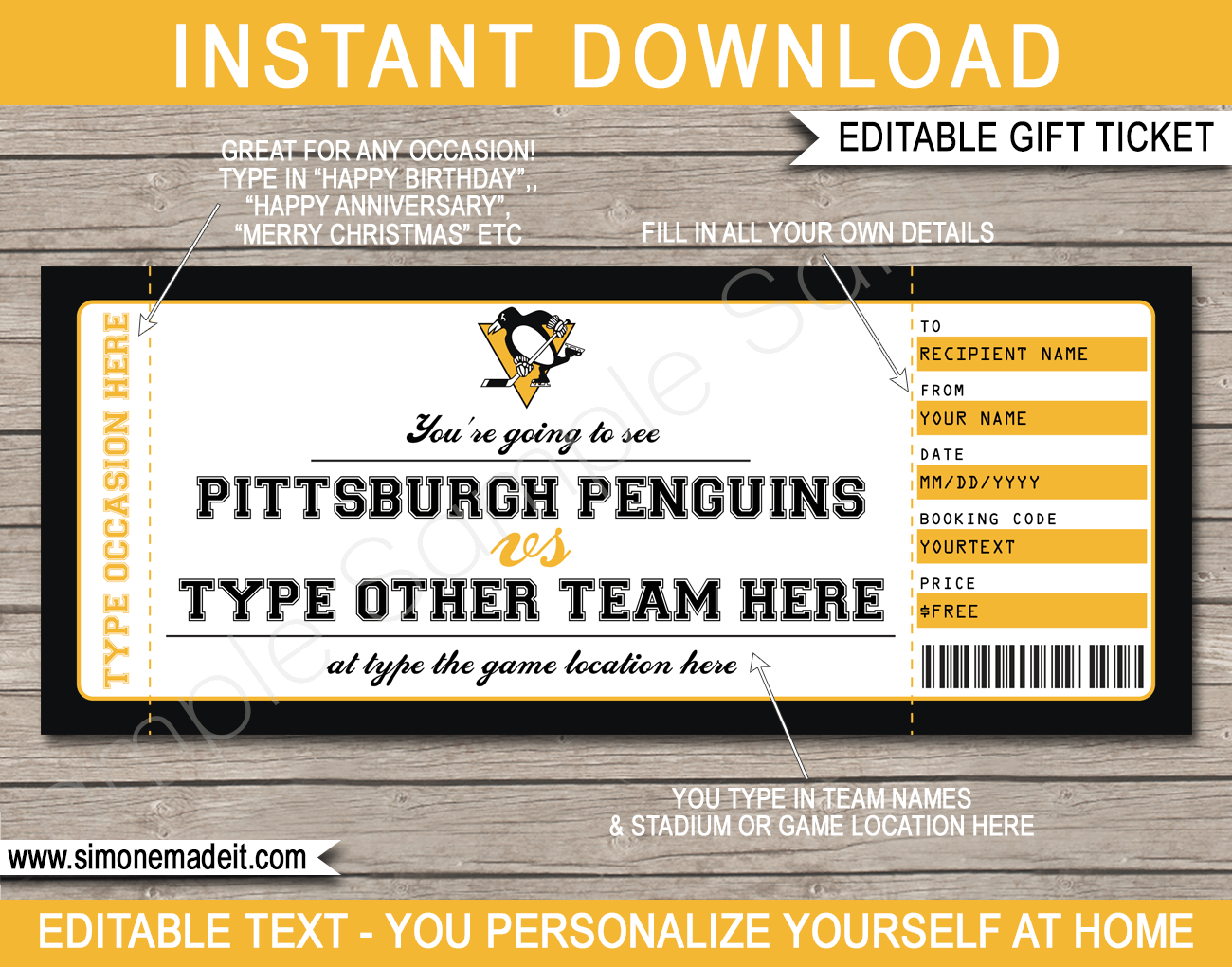 Free Printable Pittsburgh Penguins Schedule