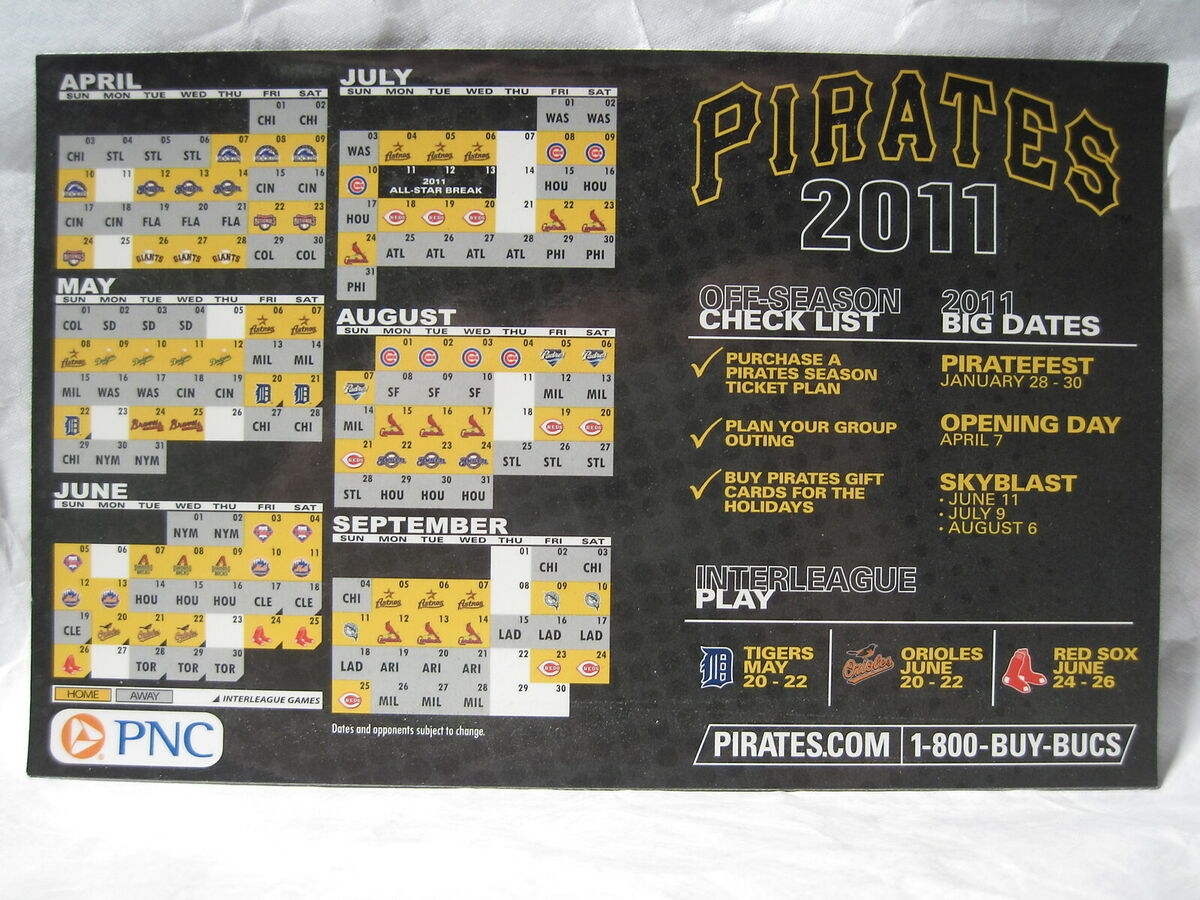 PITTSBURGH PIRATES 2011 Magnetic Schedule EBay