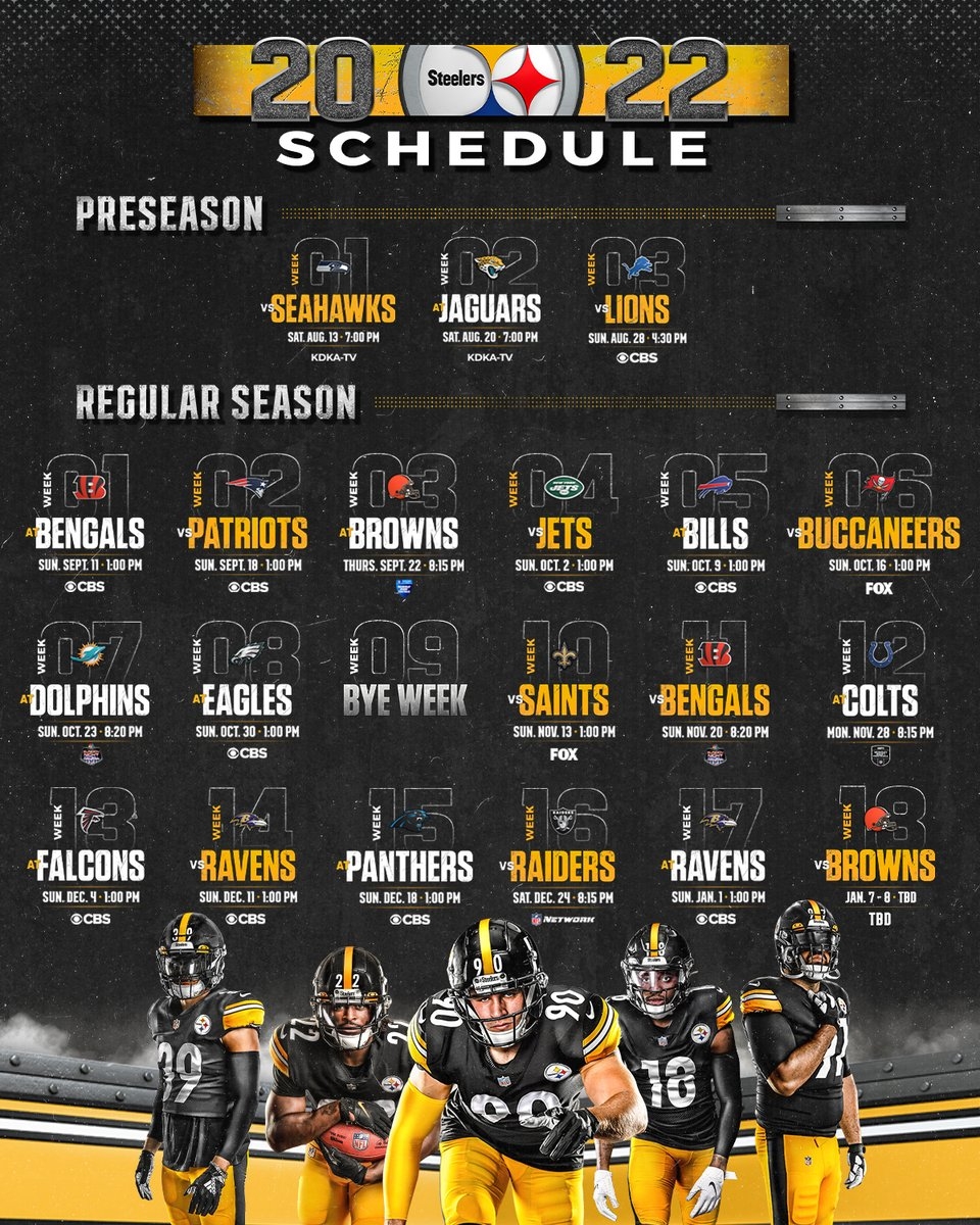 Pittsburgh Steelers Schedule 2022 Athlon Sports Worksheets Library