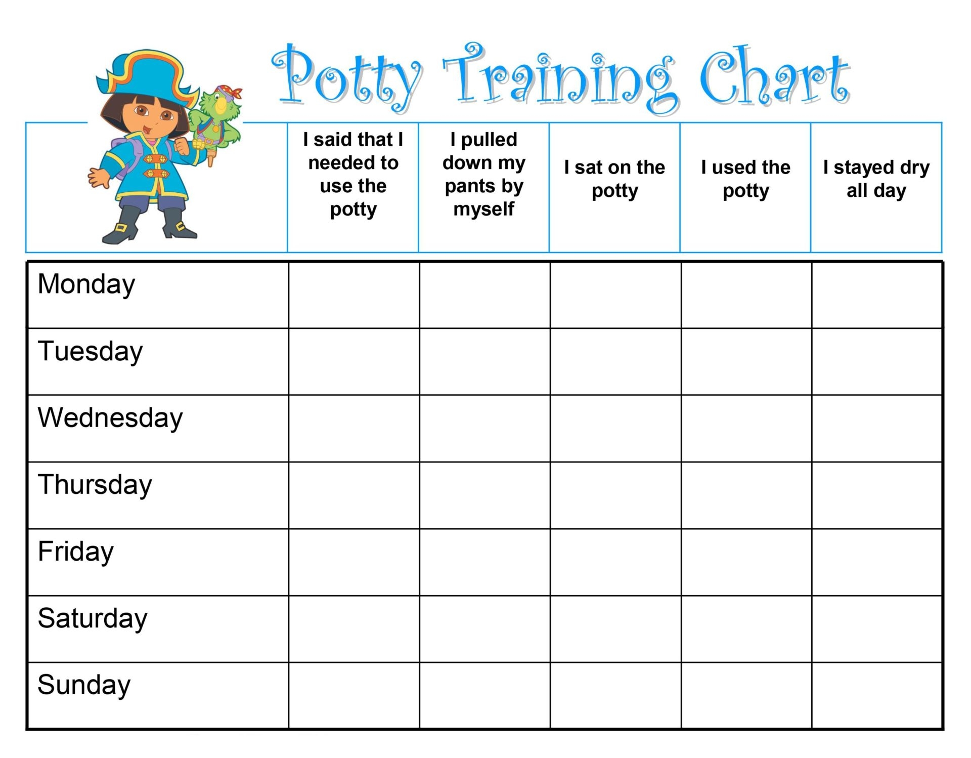 Free Printable Potty Training Schedule