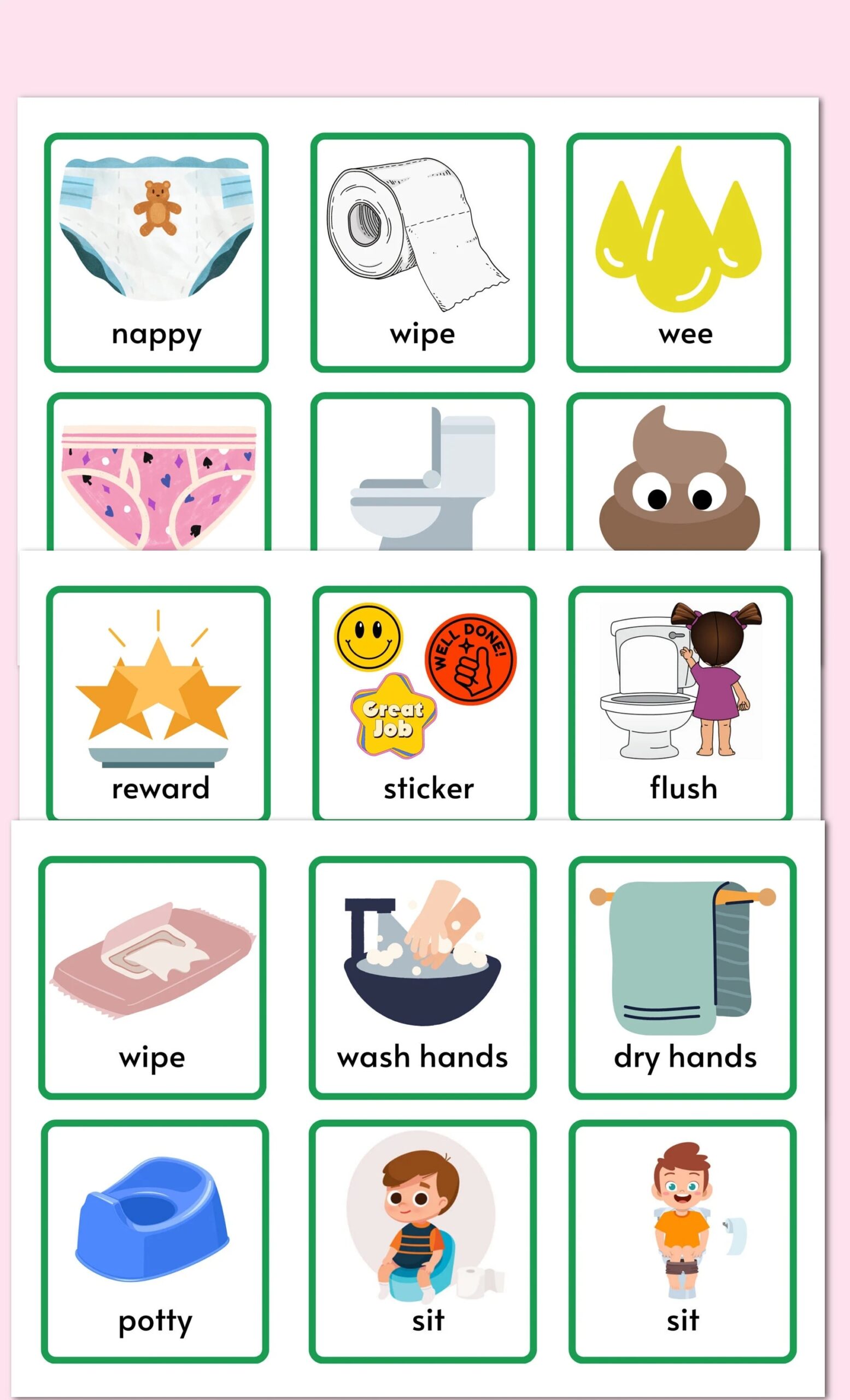Potty Training Visual Flashcards Toddler Toilet Training Aids Visual Routine For Toddlers Sen Toileting Routine And Visual Cards Etsy