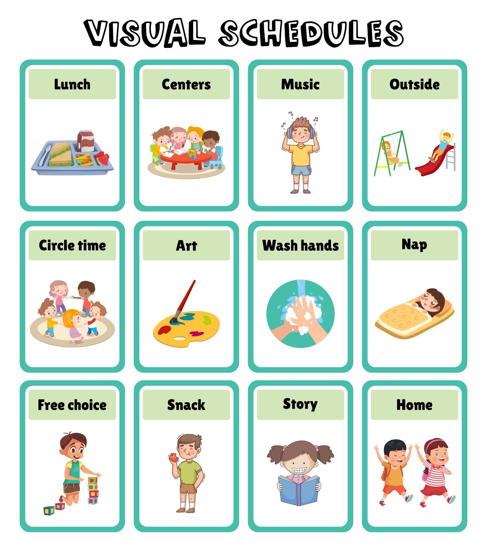 Preschool Visual Daily Schedule 10 Free PDF Printables Printablee
