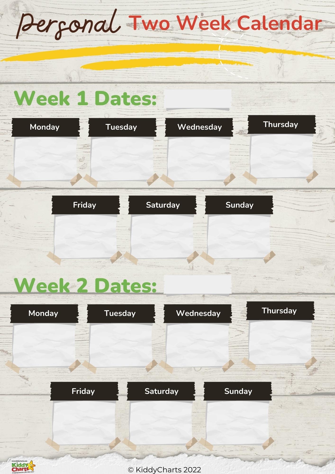 Printable 2 Week Calendar Template To Organise Your Life