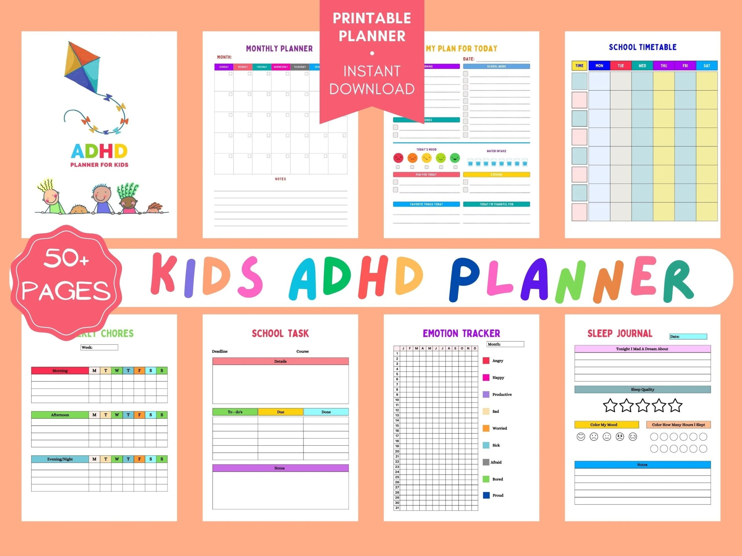 Printable ADHD Planner For Kids ADHD Planner Student ADHD Kids Planner Etsy