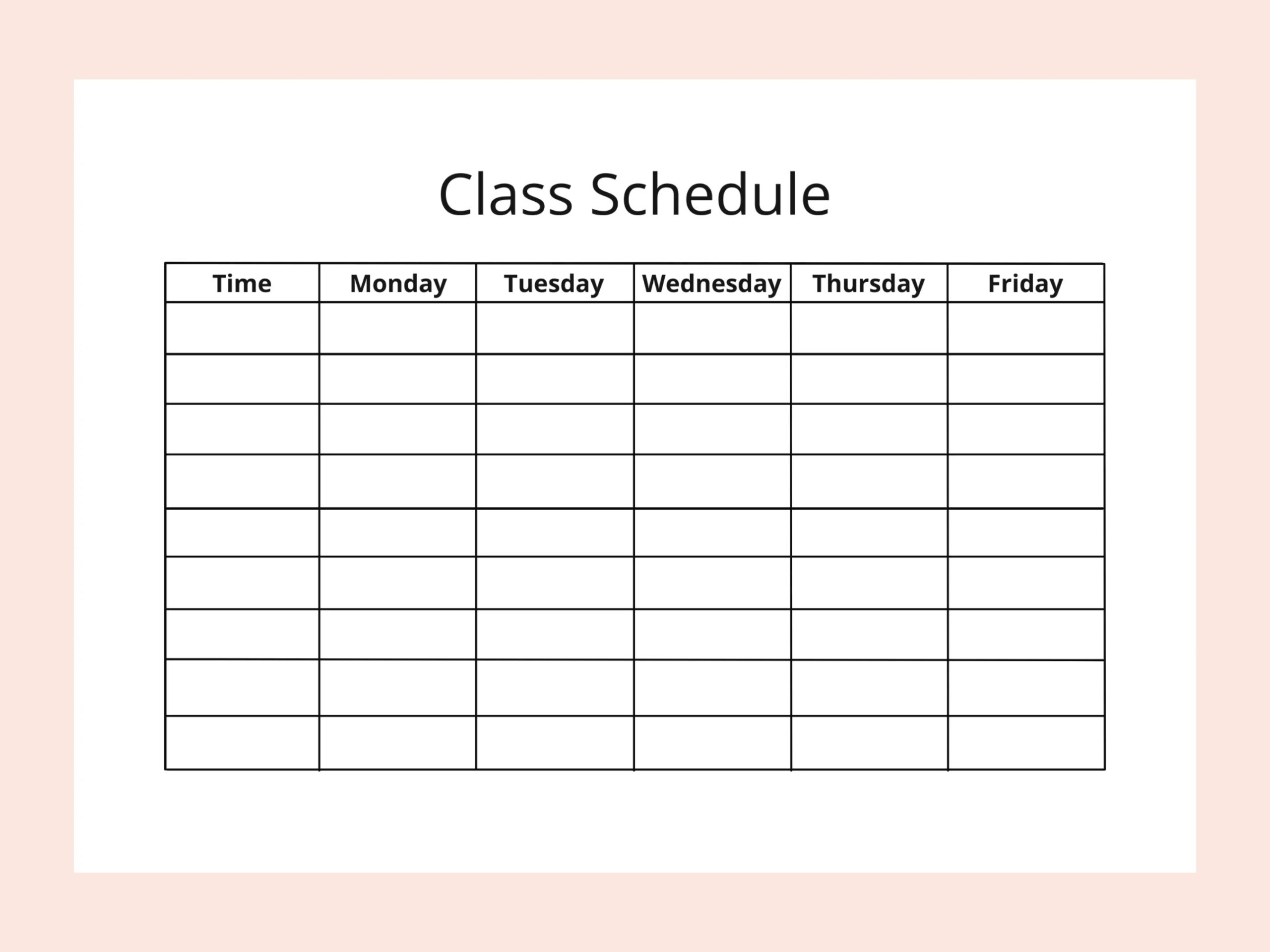Printable Class Schedule Planner Instant Download Minimalist Weekly Schedule A4 Etsy