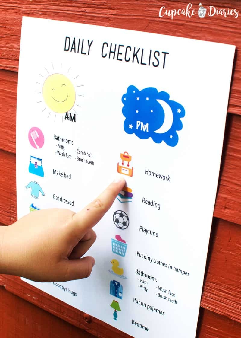 Printable Daily Checklist For Kids Cupcake Diaries Printable Daily Checklist For Kids Cupcake Diaries