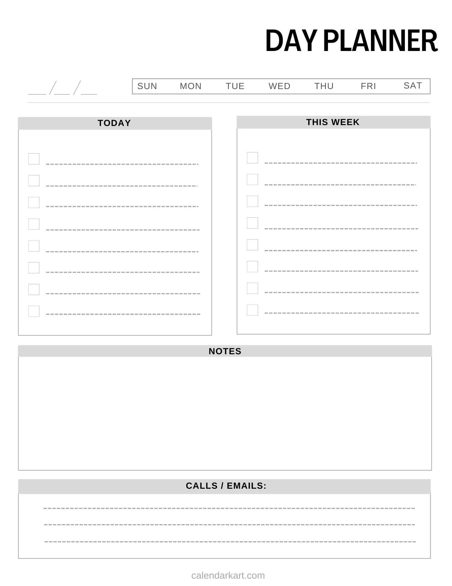 Printable Daily Planner Template Calendarkart